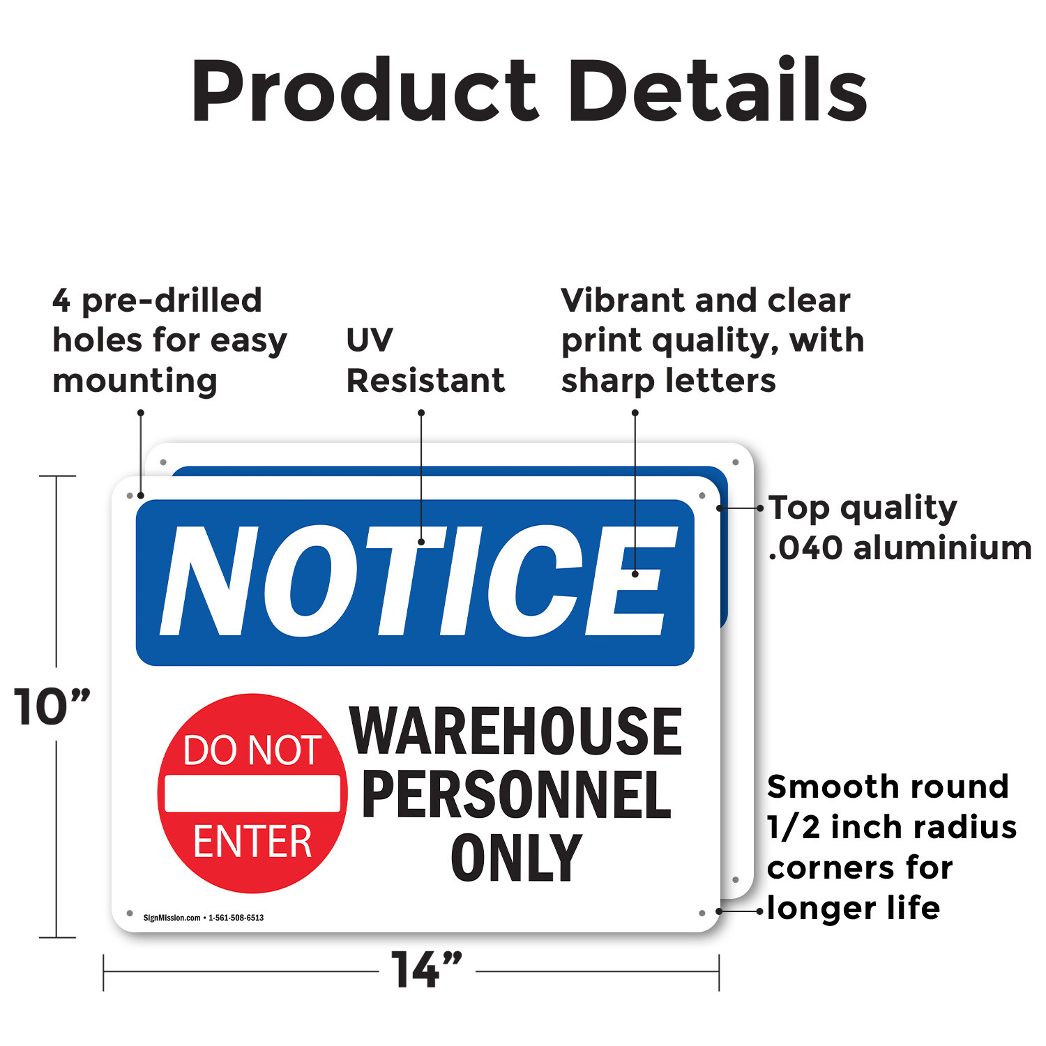(2 Pack) Warehouse Personnel Only OSHA Notice Sign Decal Metal Plastic