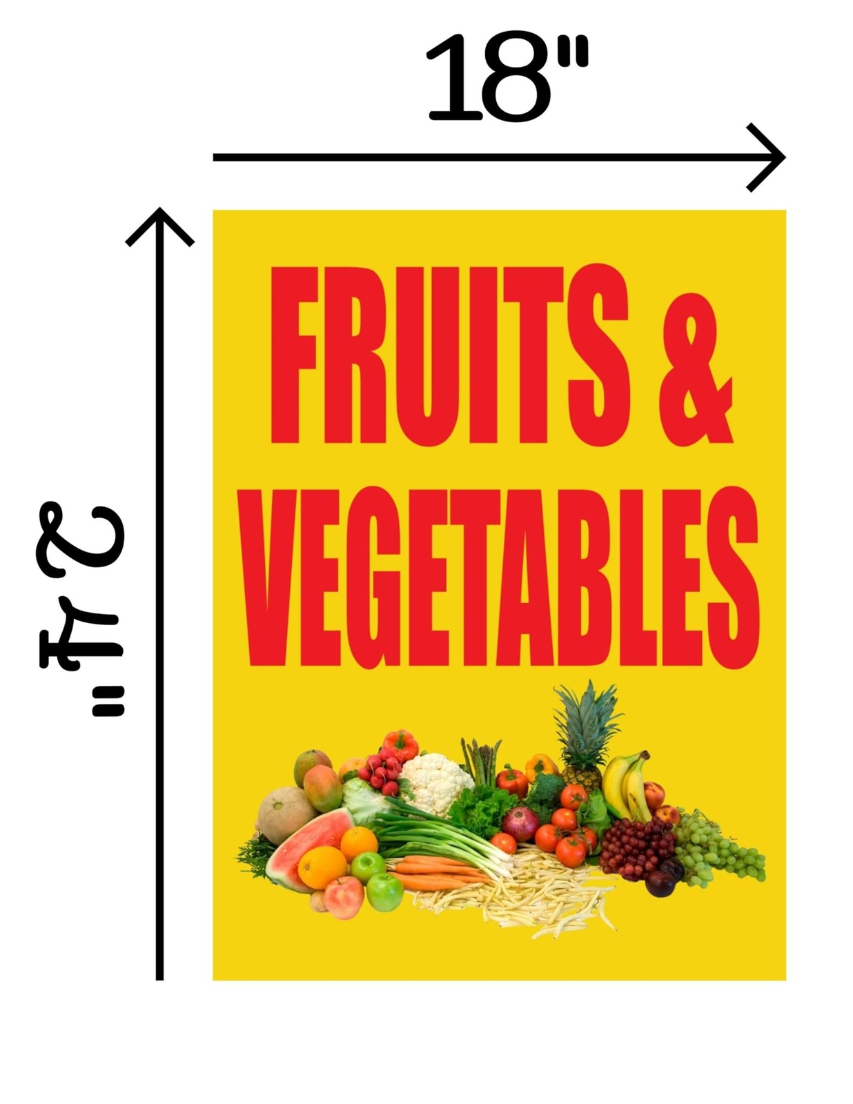 Fruits & Vegetables | Retail Window Display Sign | 18&Prime;W x 24&Prime;H