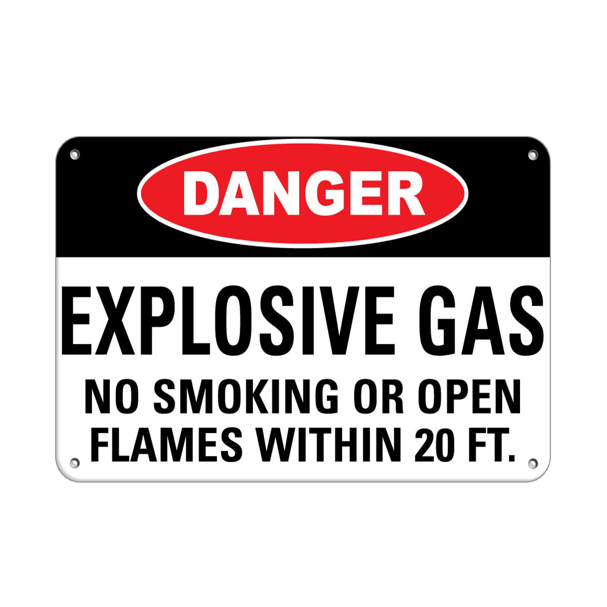 Horizontal Metal Sign Multiple Sizes Danger Explosive Gas Smoking Flames 20 Ft