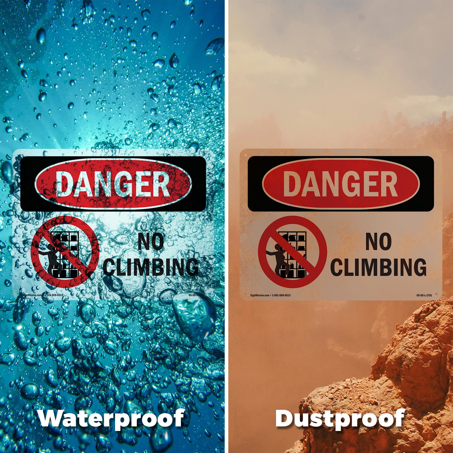 No Climbing OSHA Danger Sign Metal, Plastic, Or Decal – 5 or 10 Pack