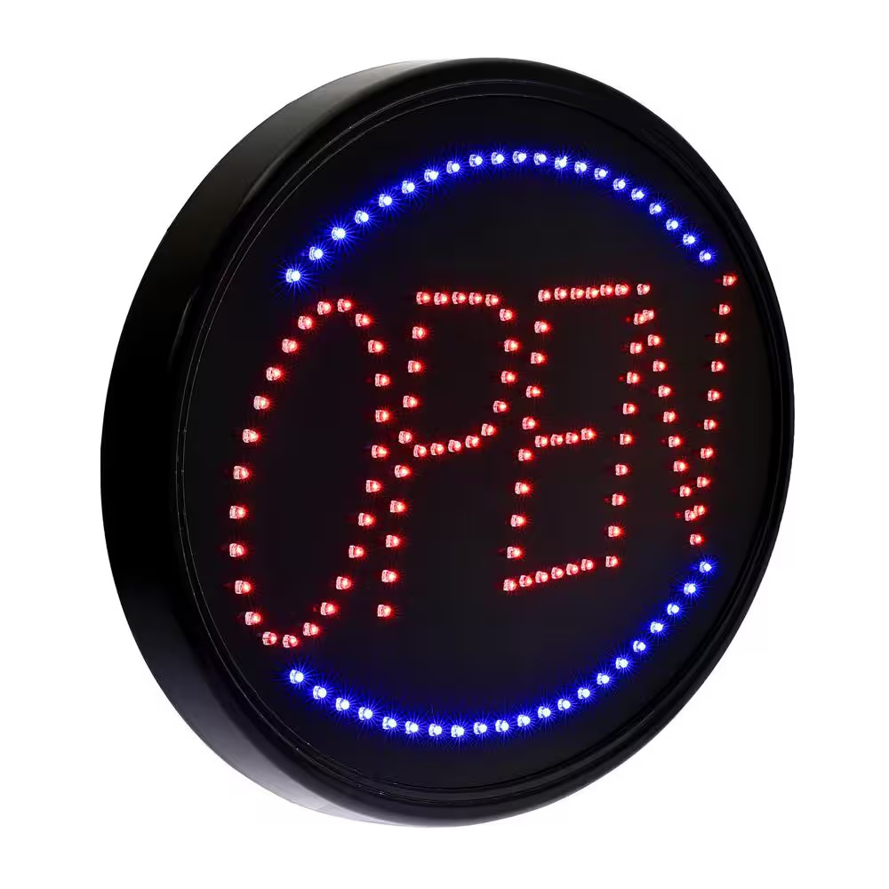 LED Open Sign Neon Style Light Store Business Window Sign Red Blue Hanging 23in