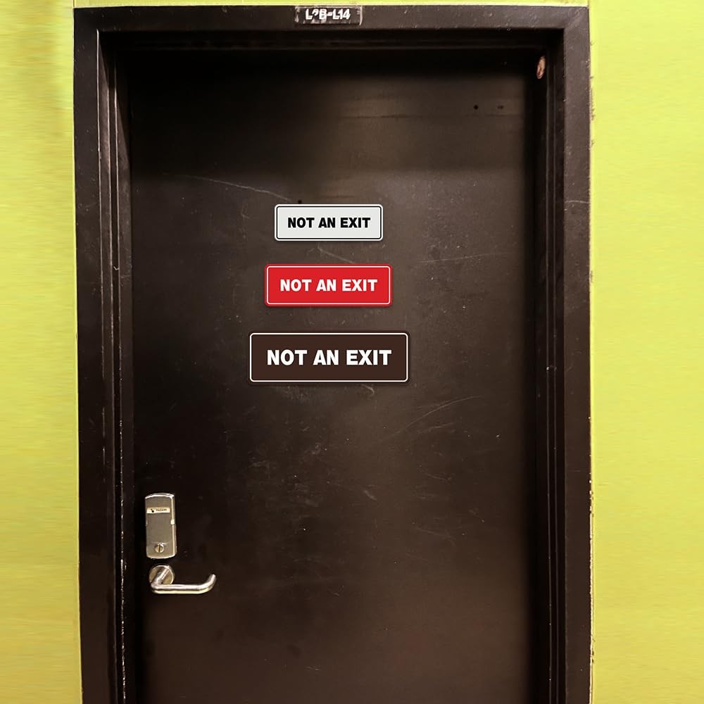1 Pack Black Large Standard Not An Exit Wall Or Door Sign DoubleSided Foam Tape