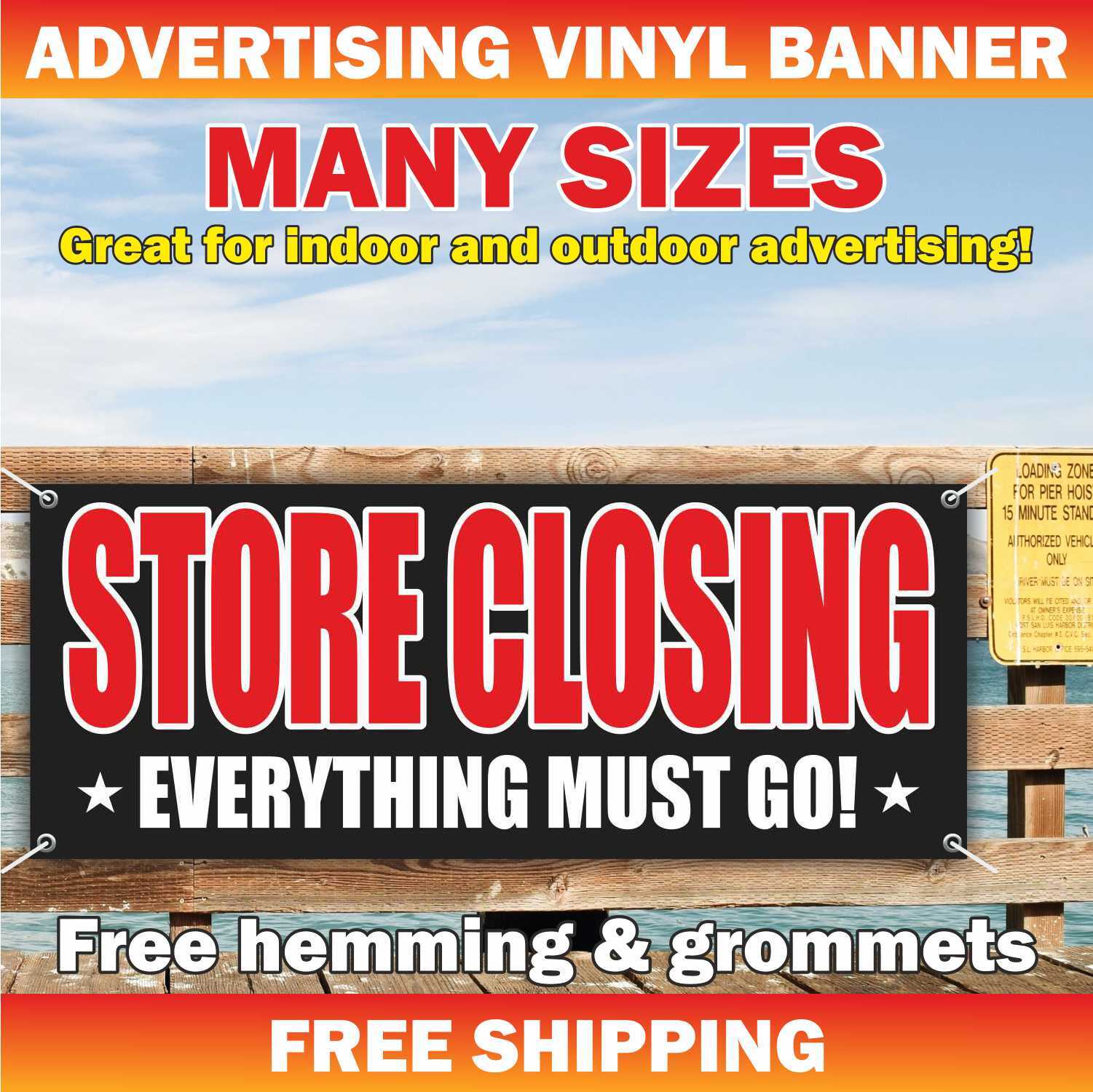 STORE CLOSING EVERYTHING MUST GO Advertising Banner Vinyl Mesh Sign Sale shop