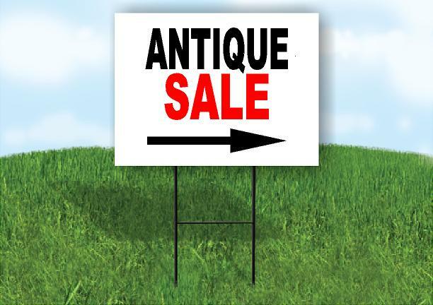 ANTIQUE SALE RIGHT ARROW BLACK Yard Sign Road with Stand LAWN SIGN Single sided
