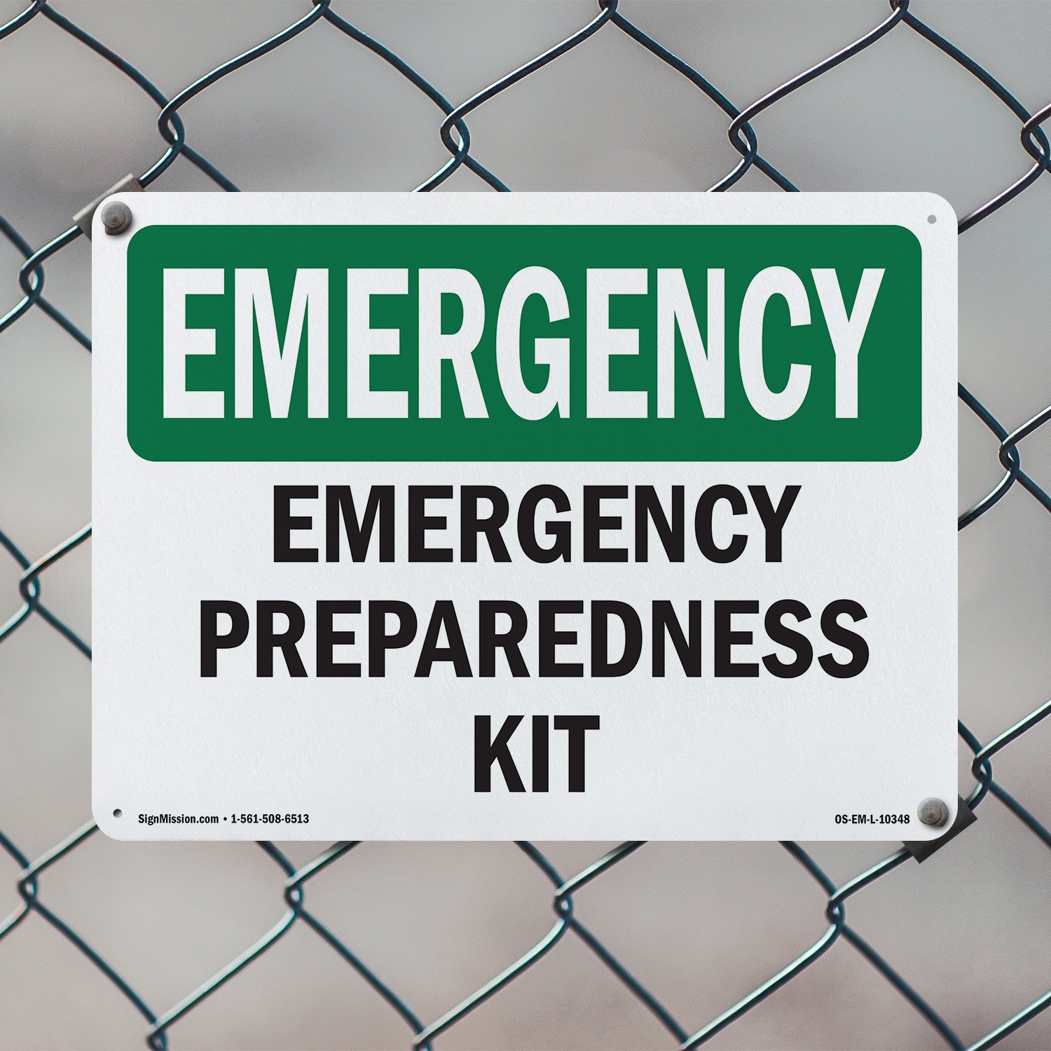 Preparedness Kit OSHA Emergency Sign Metal, Plastic, Or Decal – 5 or 10 Pack