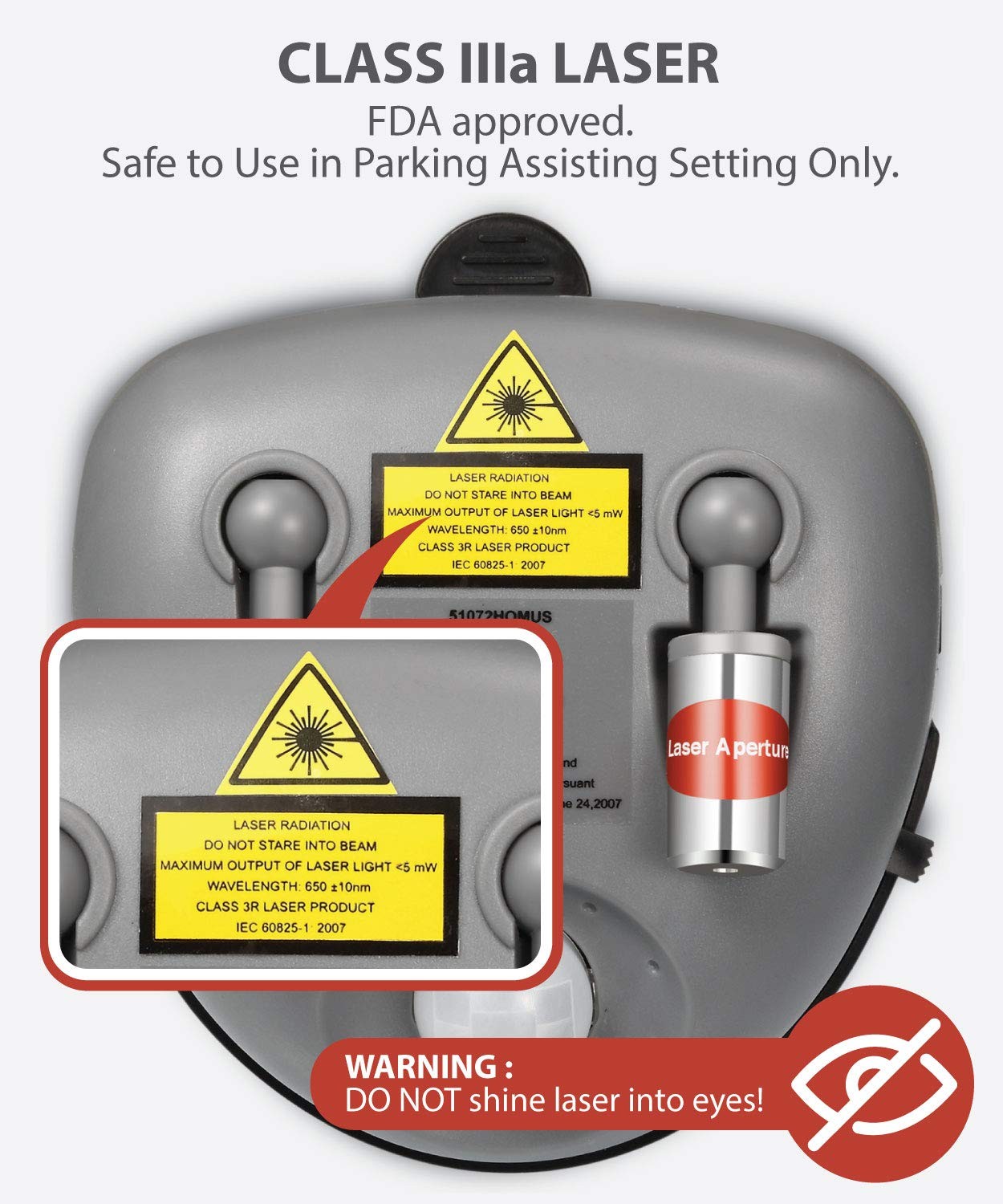 Fosmon, Wider Angle Upgrade, Dual Laser Garage Parking Assist Gray / Black
