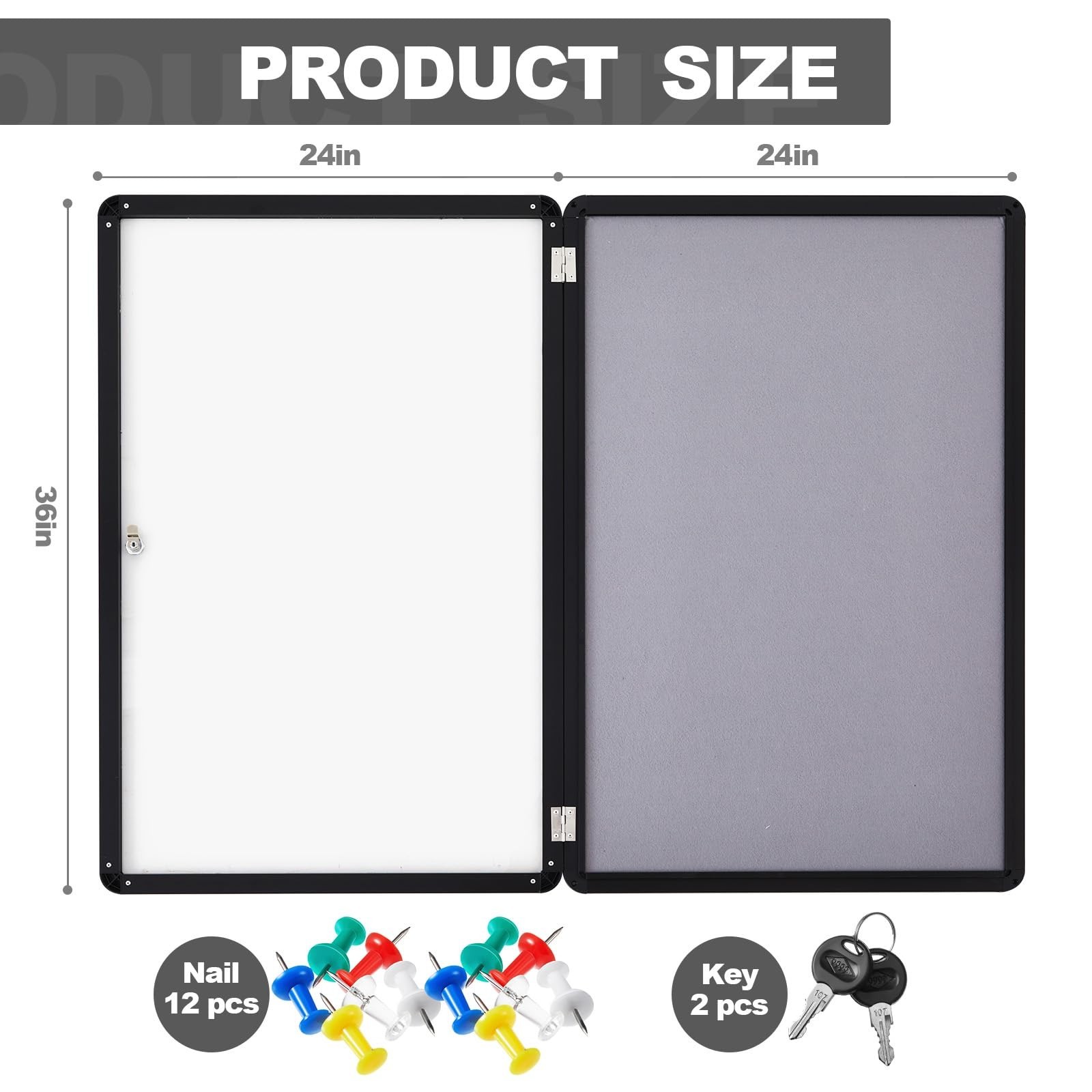 Geetery 36 x 24 Inch Enclosed Fabric Bulletin Board Tamperproof Lockable Noti…
