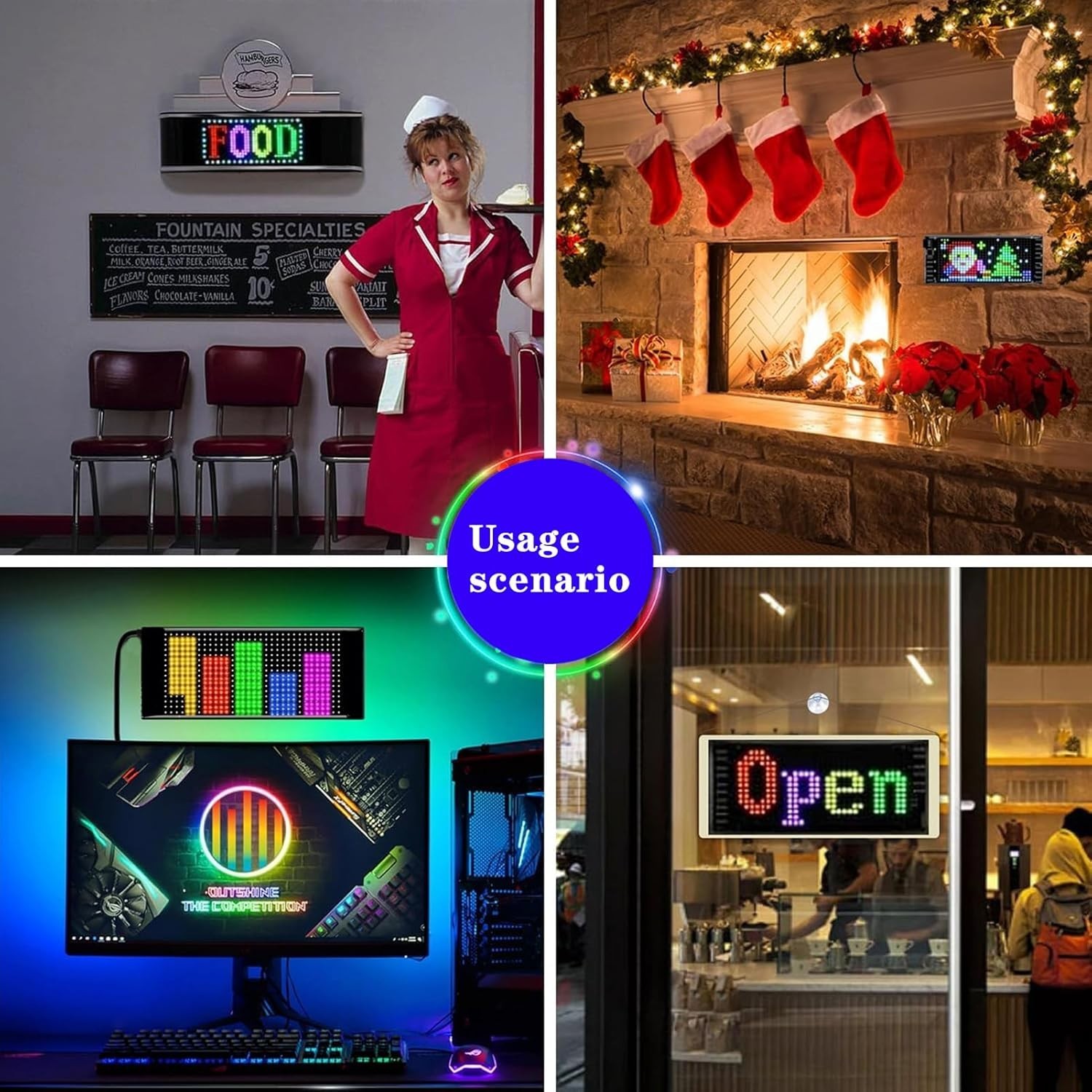 Lightweight 7 »x3 » Programmable LED Sign – Vibrant Advertising for All Scenes