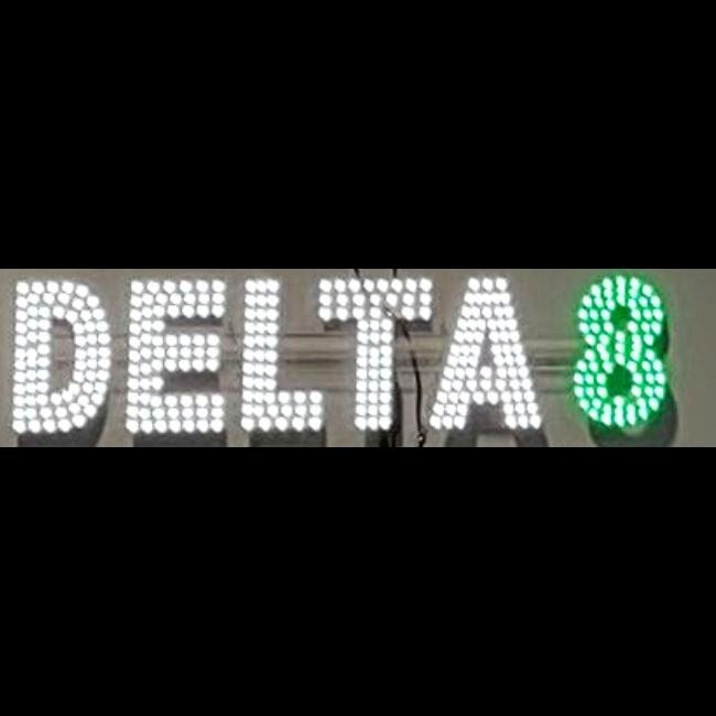Very Bright LED DELTA 8 SIGN WHITE & GREEN (30″X7″)