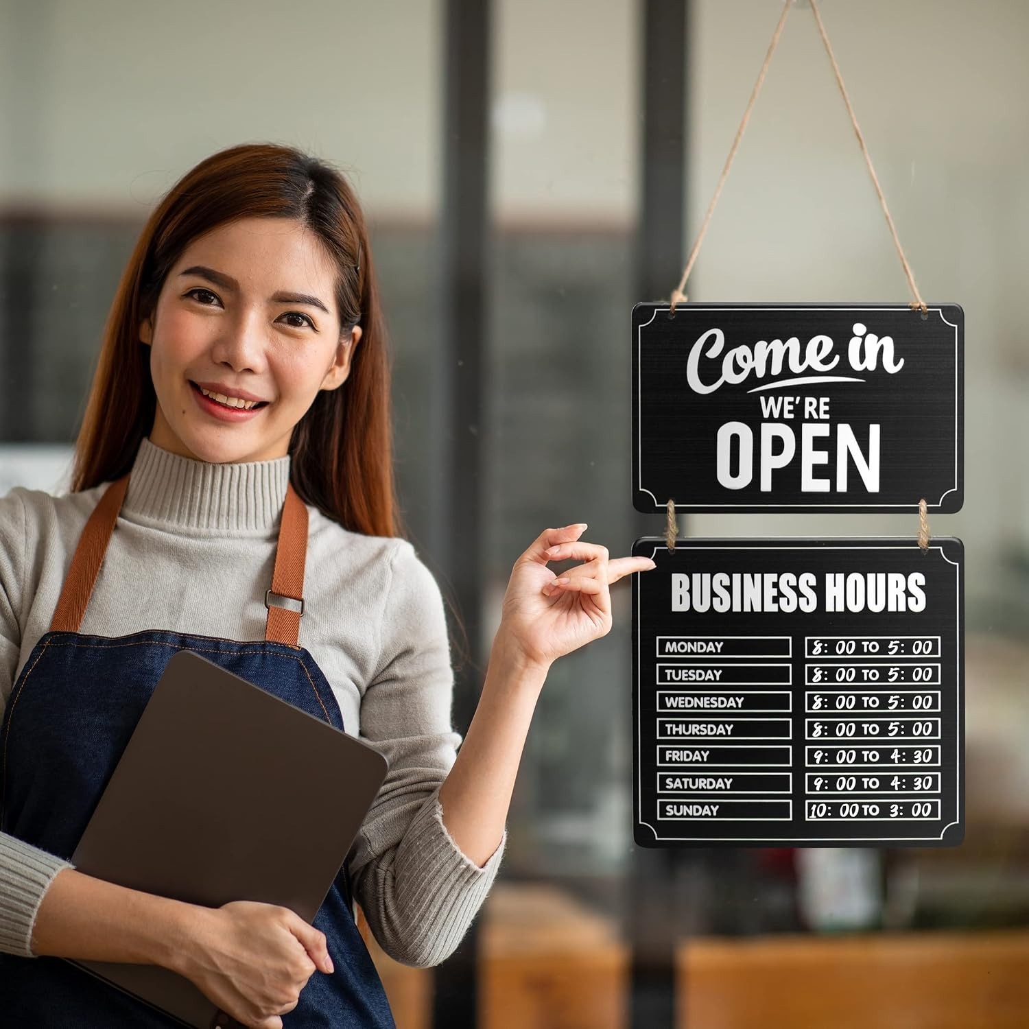 Elegant Double-Sided Open Closed Sign for Coffee Shops and Restaurants