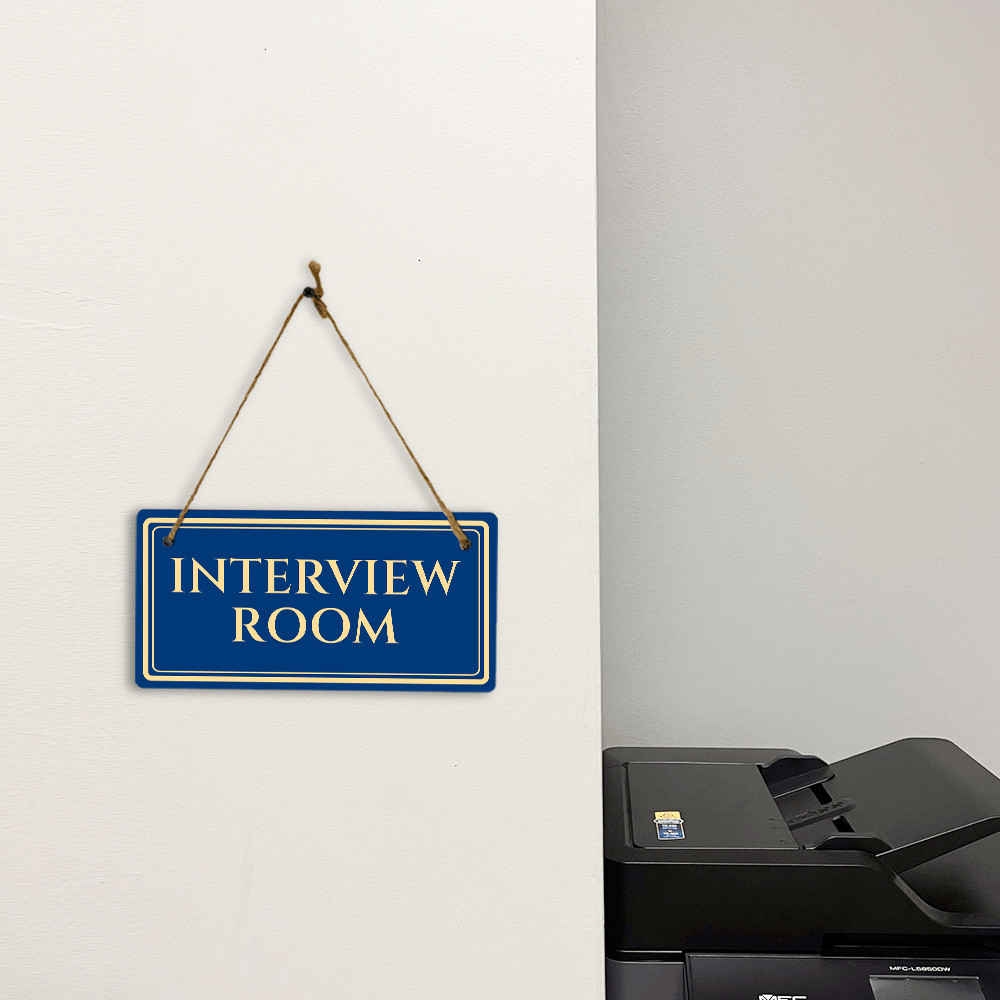 Interview Room 5&Prime; x 10&Prime; Hanging Wall or Door Sign | Legal and Court Signage