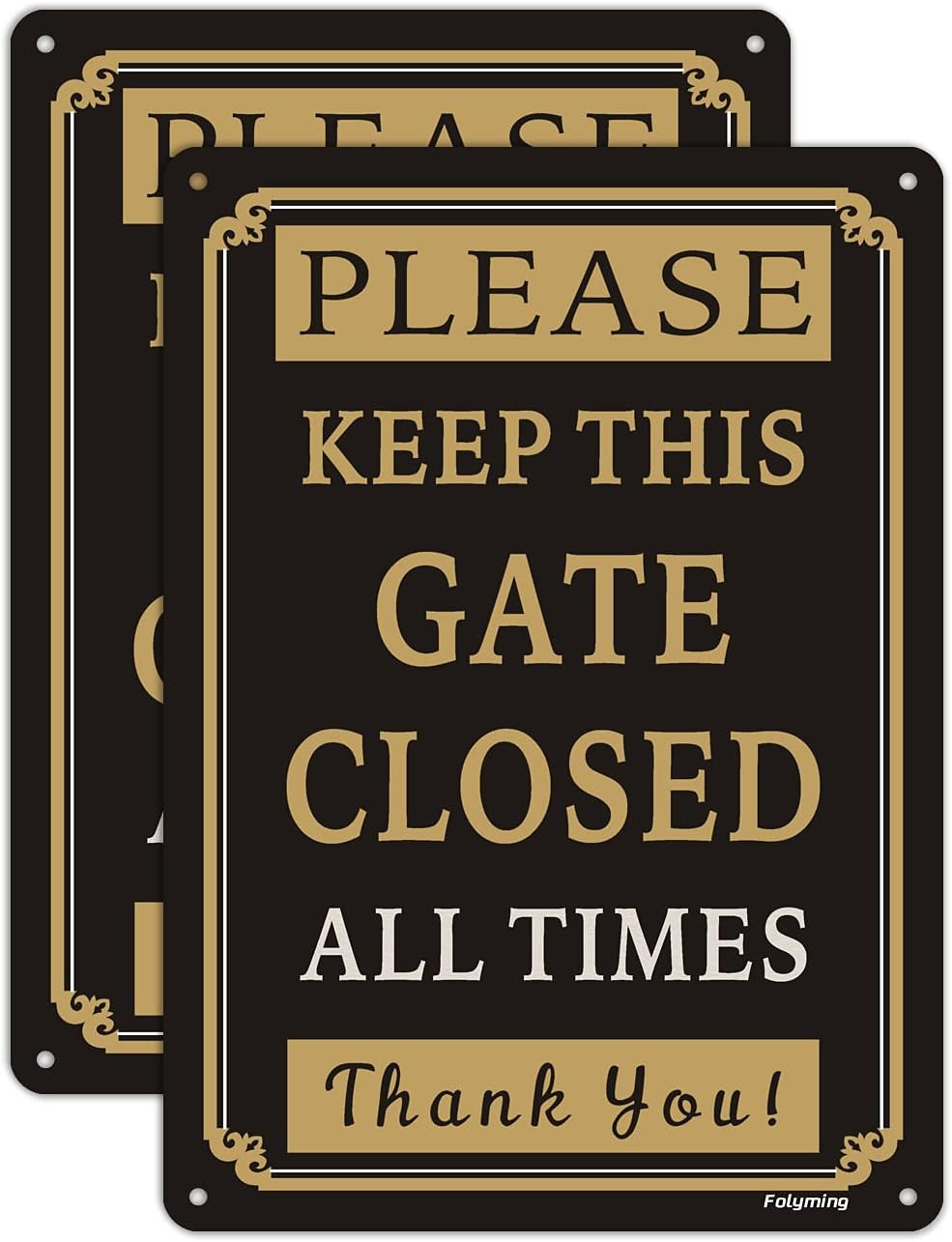 2 Pack Please Keep Gate Closed at All Times Signs 10 X 7 Inches Metal
