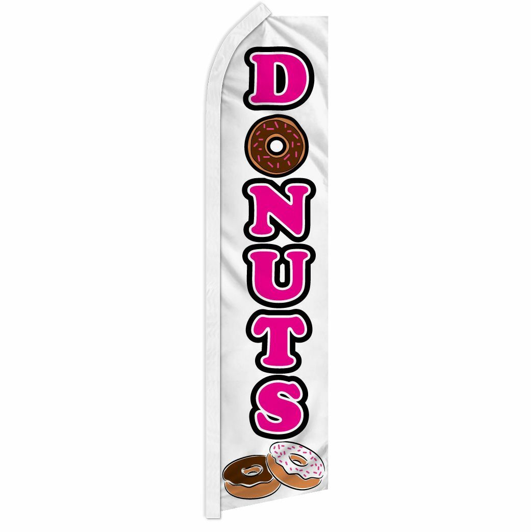 « DONUTS » advertising super flag swooper banner business sign croissant bagel wht
