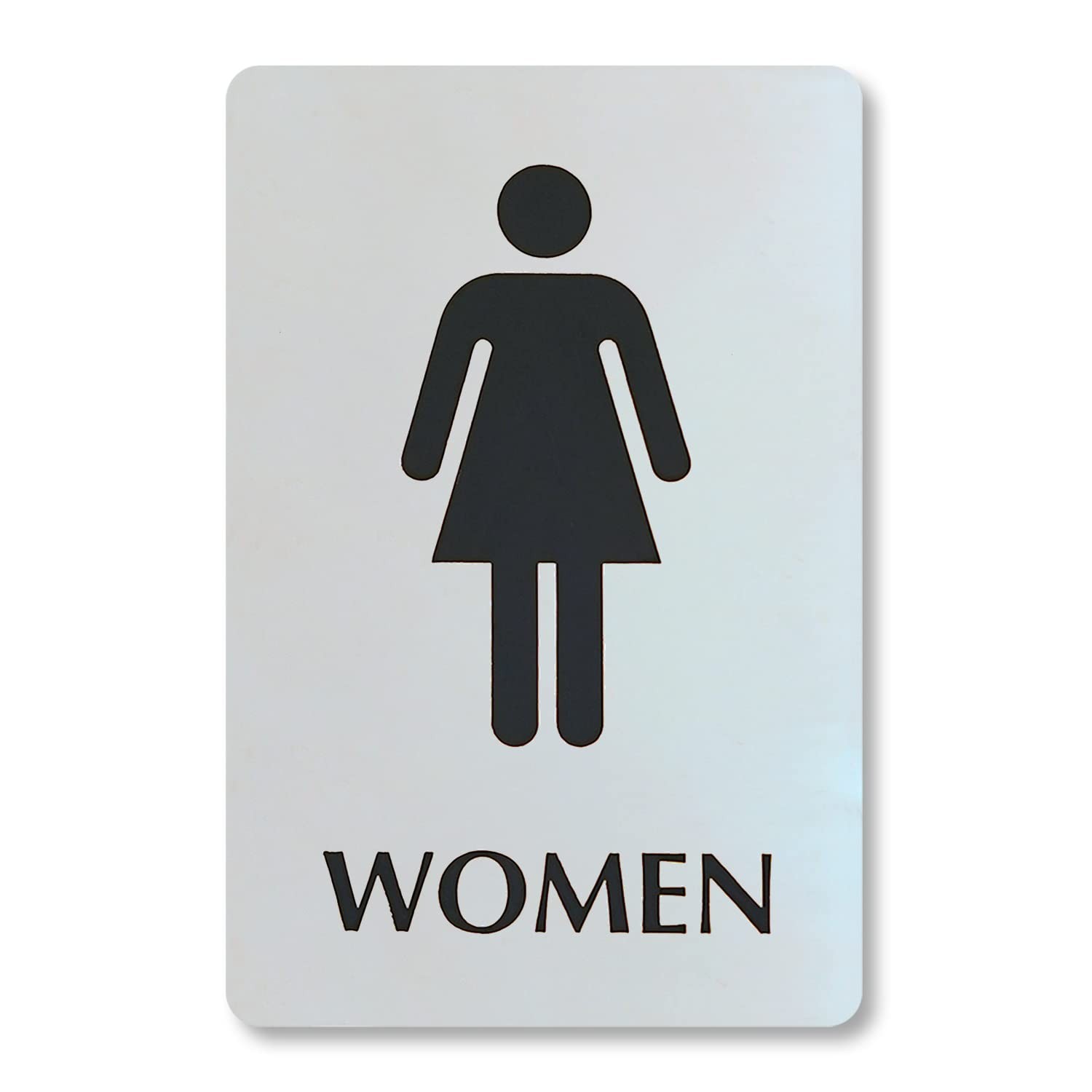 6×9 Inch Womens Restroom Sign Stainless Steel Engraved Door Mount Silver