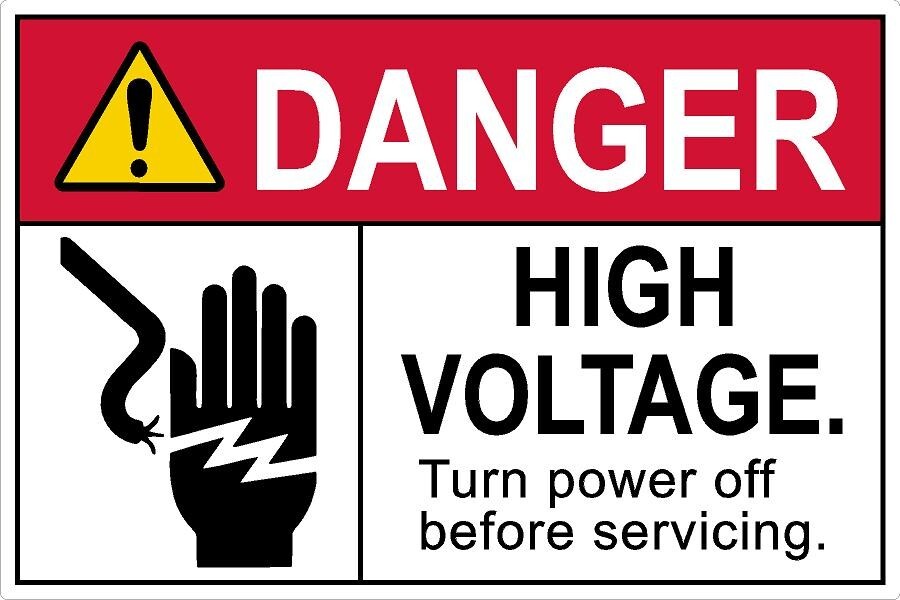 Danger High Voltage Sticker Decal Label Electrical Safety Free Shipping