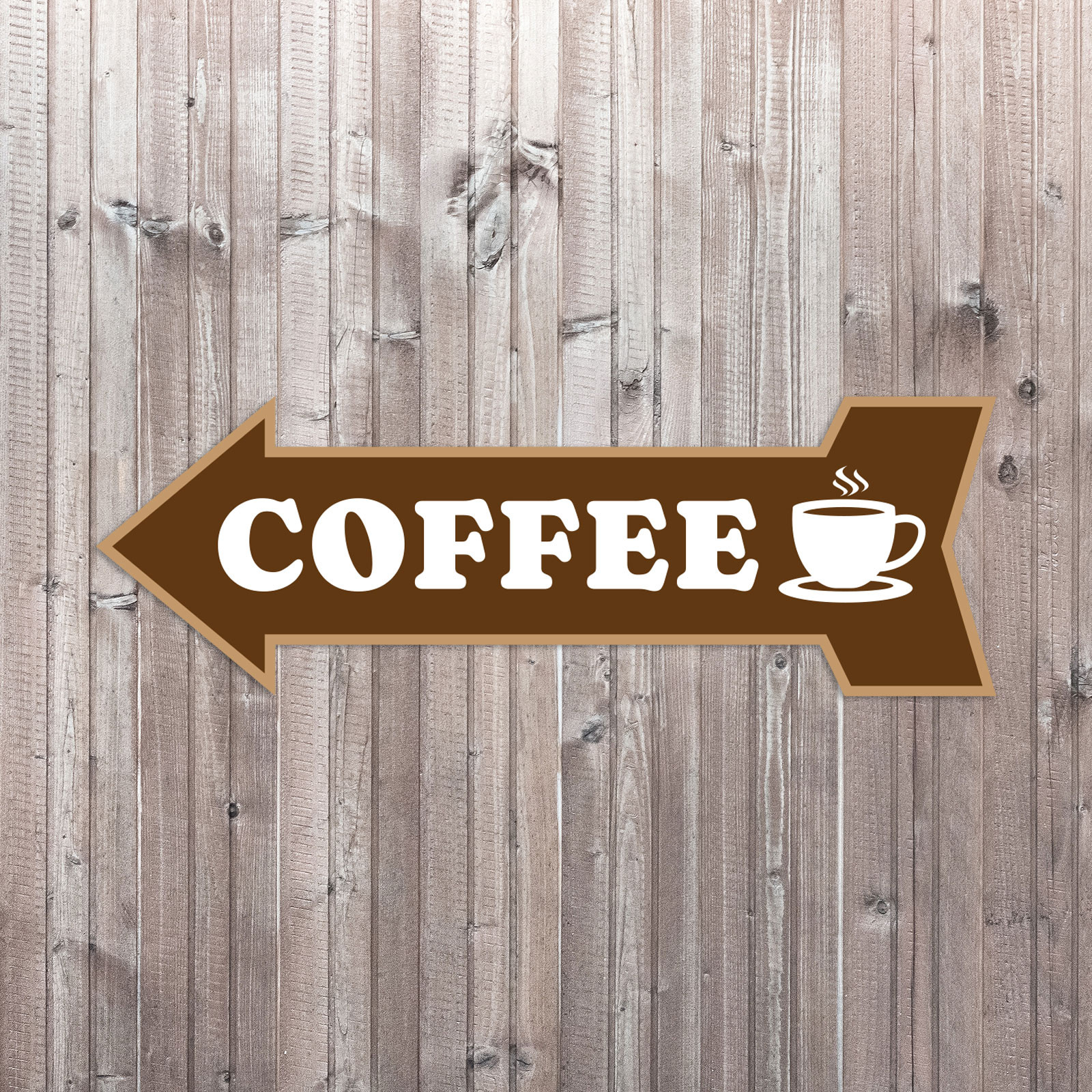 Arrow Shape Coffee 12×4&Prime; Wall or Door Sign | Funny Home Decor | Shop Décor
