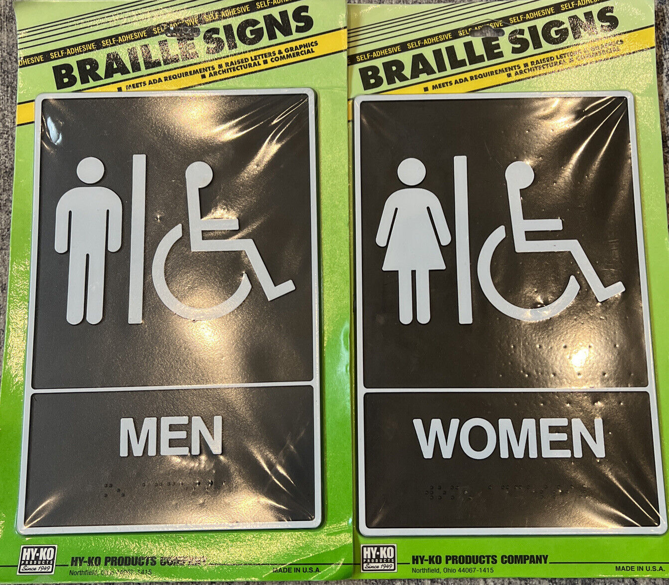 Men & Women Handicap Braille Restroom Sign Hy-Ko Products 6×9 Self Adhesive