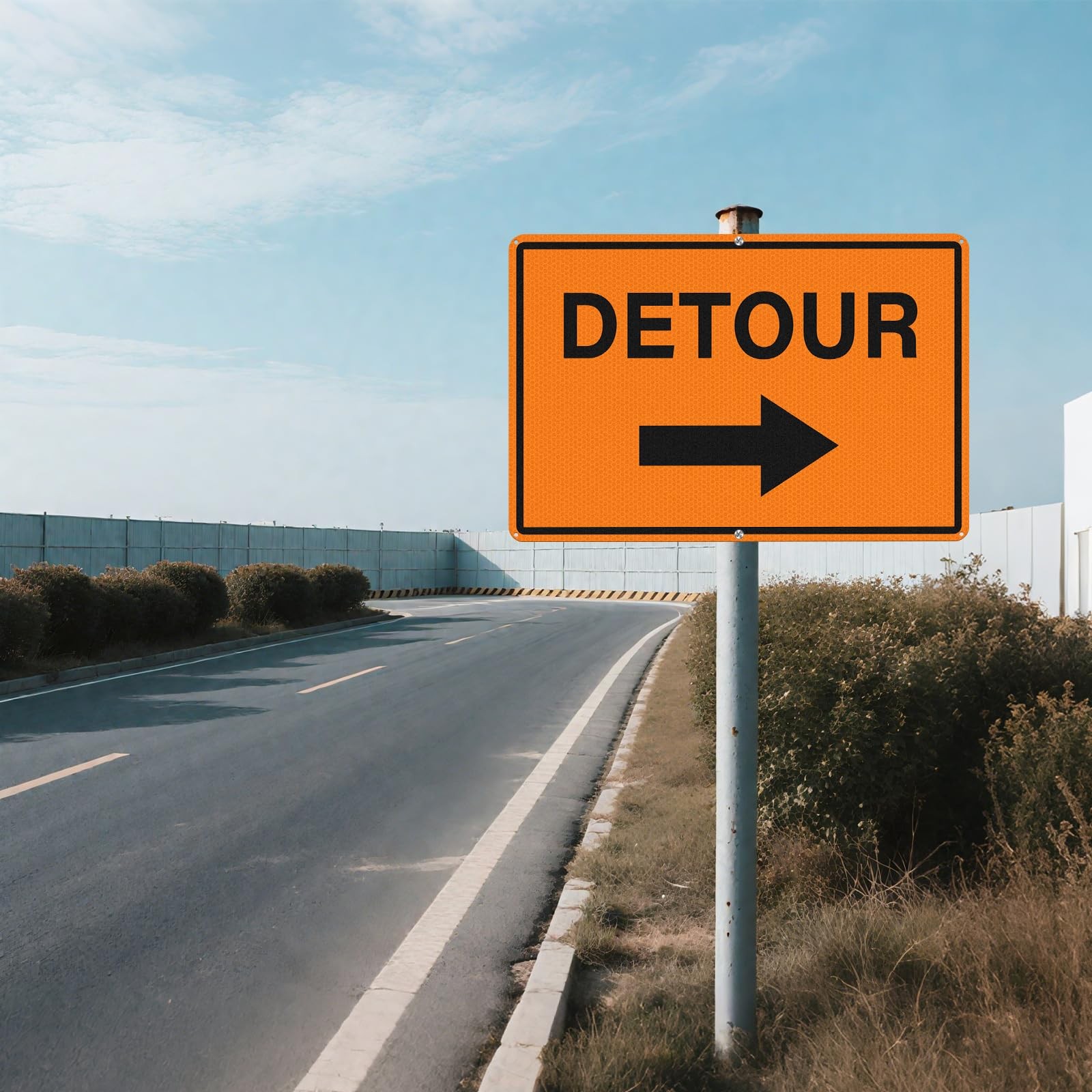 2 PCS 12×18 Inch Detour Sign Right Arrow Reflective Aluminum Traffic Sign