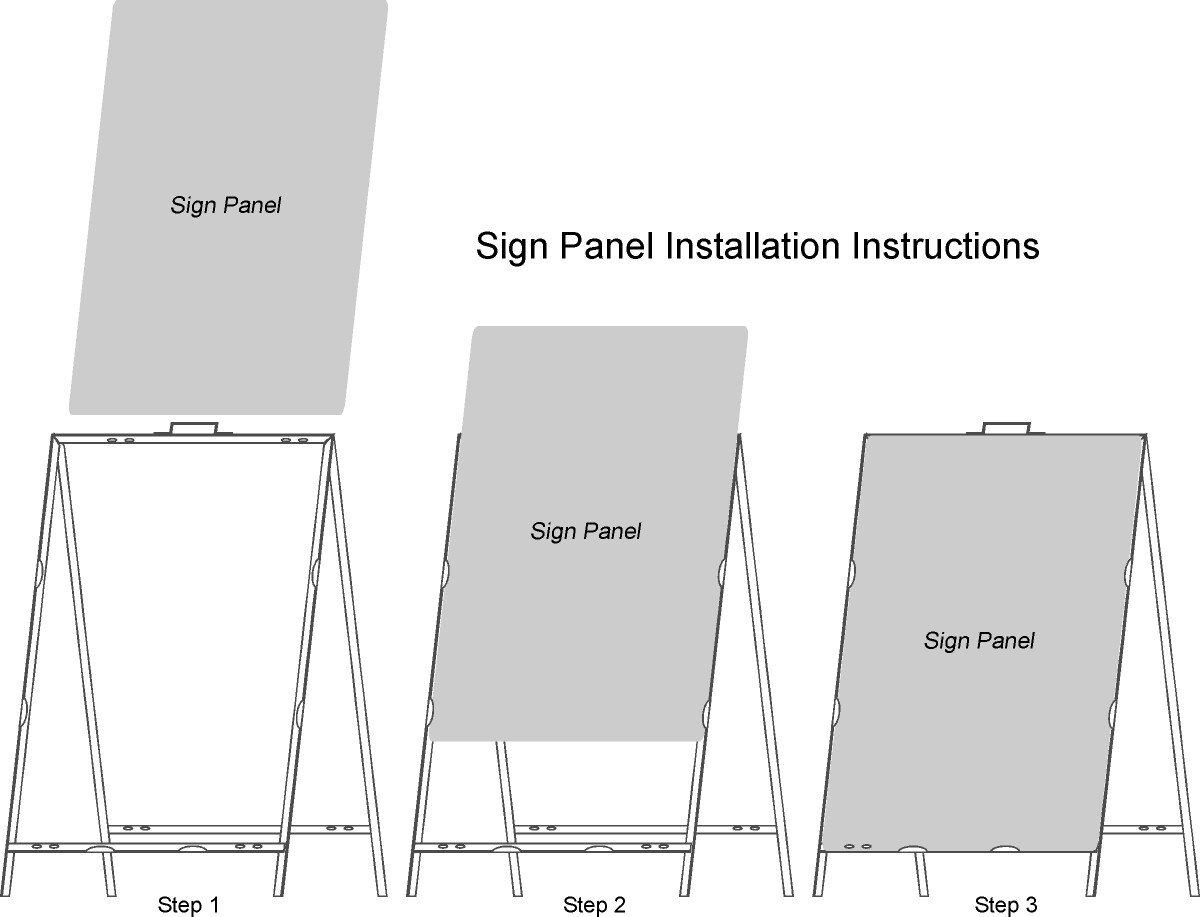 A-Frame Portable Folding Curb Sign Stand, 36 x 24 Slide in, Black (Pack of 1)
