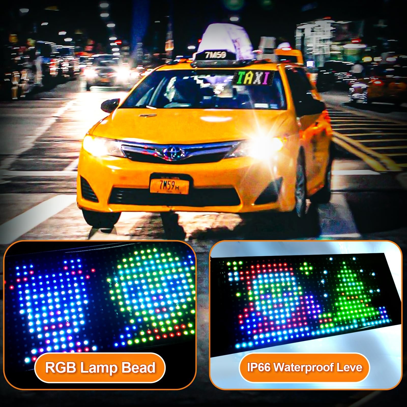 Programmable LED Matrix Light Sign for Car – Bluetooth Custom Text & Animation D