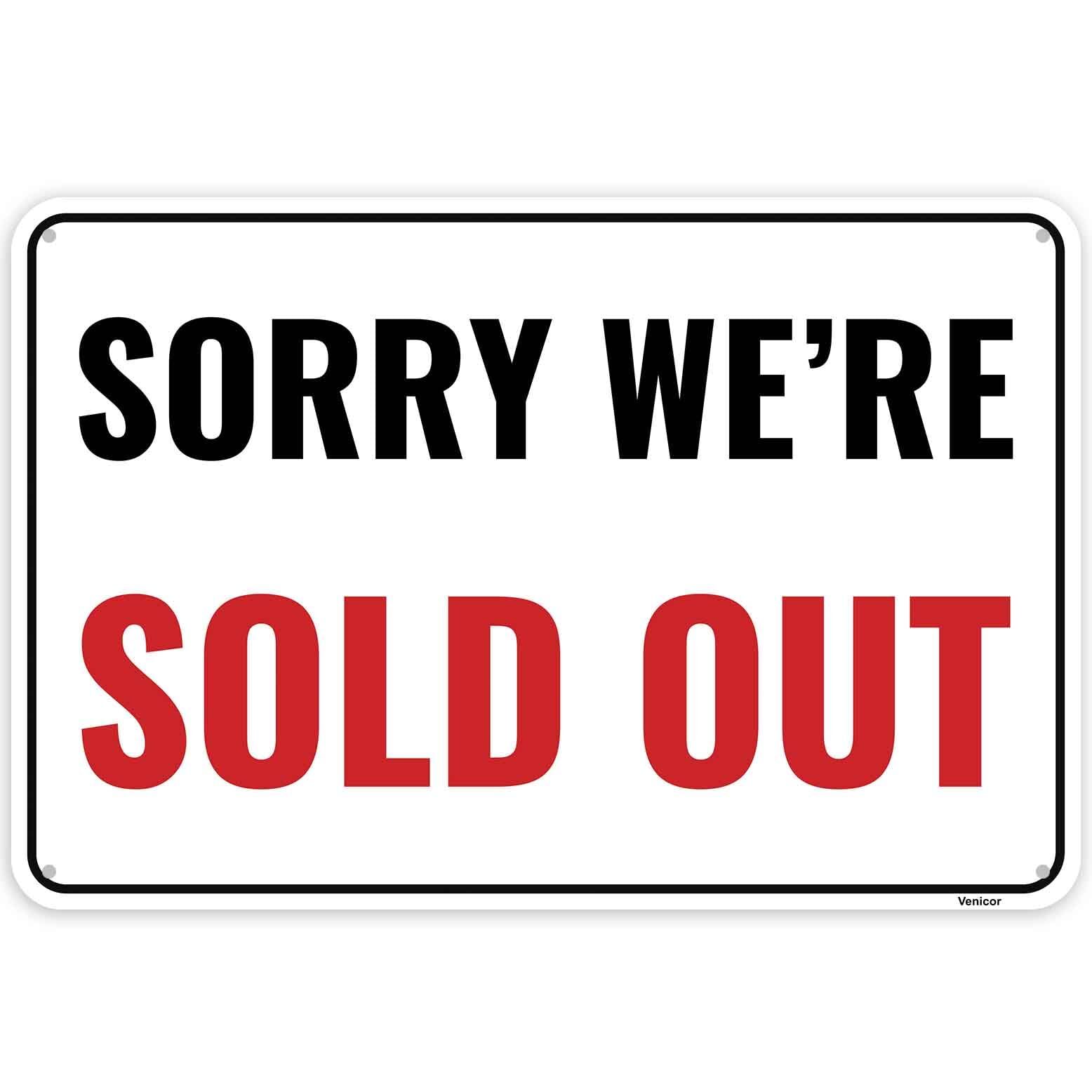 12×8 inch Sold Out Sign Aluminum Sorry We&rsquo;re Sold Out Business Signage