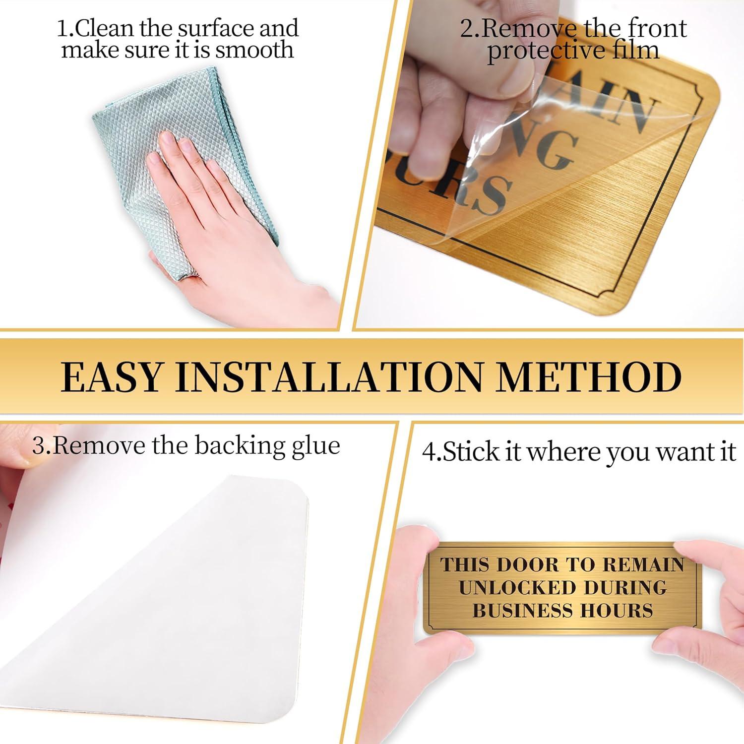 2PCS Door Must Remain Unlocked During Business Hours Sticker Sign，Self-Adhesive