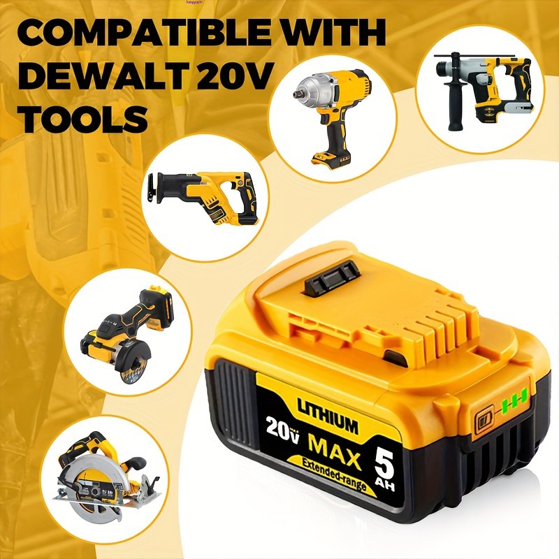 20V 20 Volt Max 5.0AH Lithium Ion Battery For DeWalt DCB206-2 DCB205-2 DCB200-2