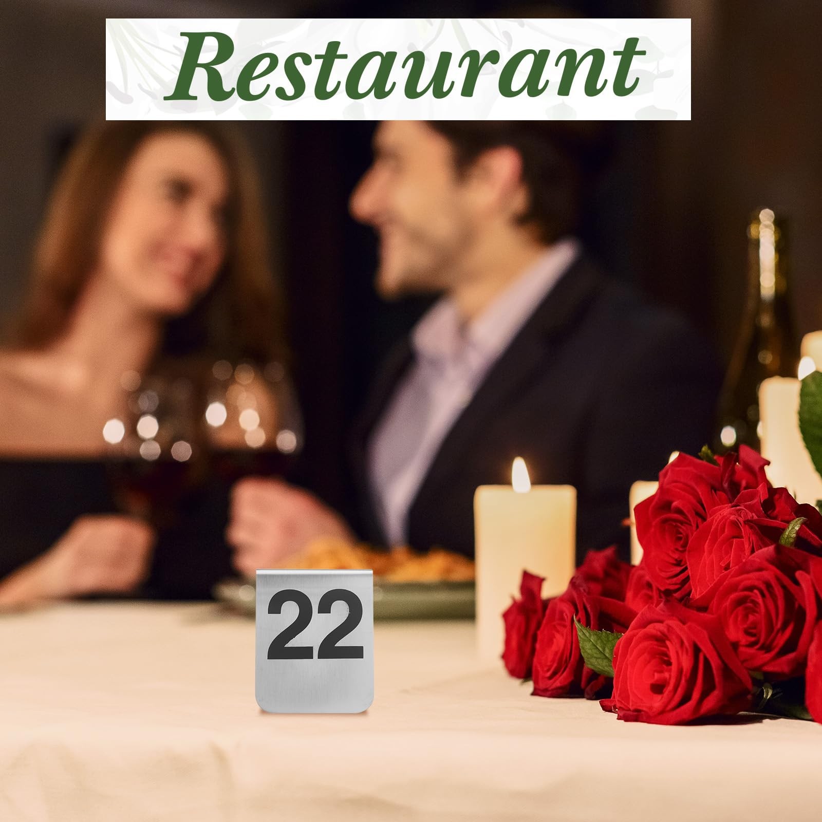 50 Pcs Stainless Steel Table Numbers 1-50 Tent Style 3.0 x 2.4 Inch Double Si…