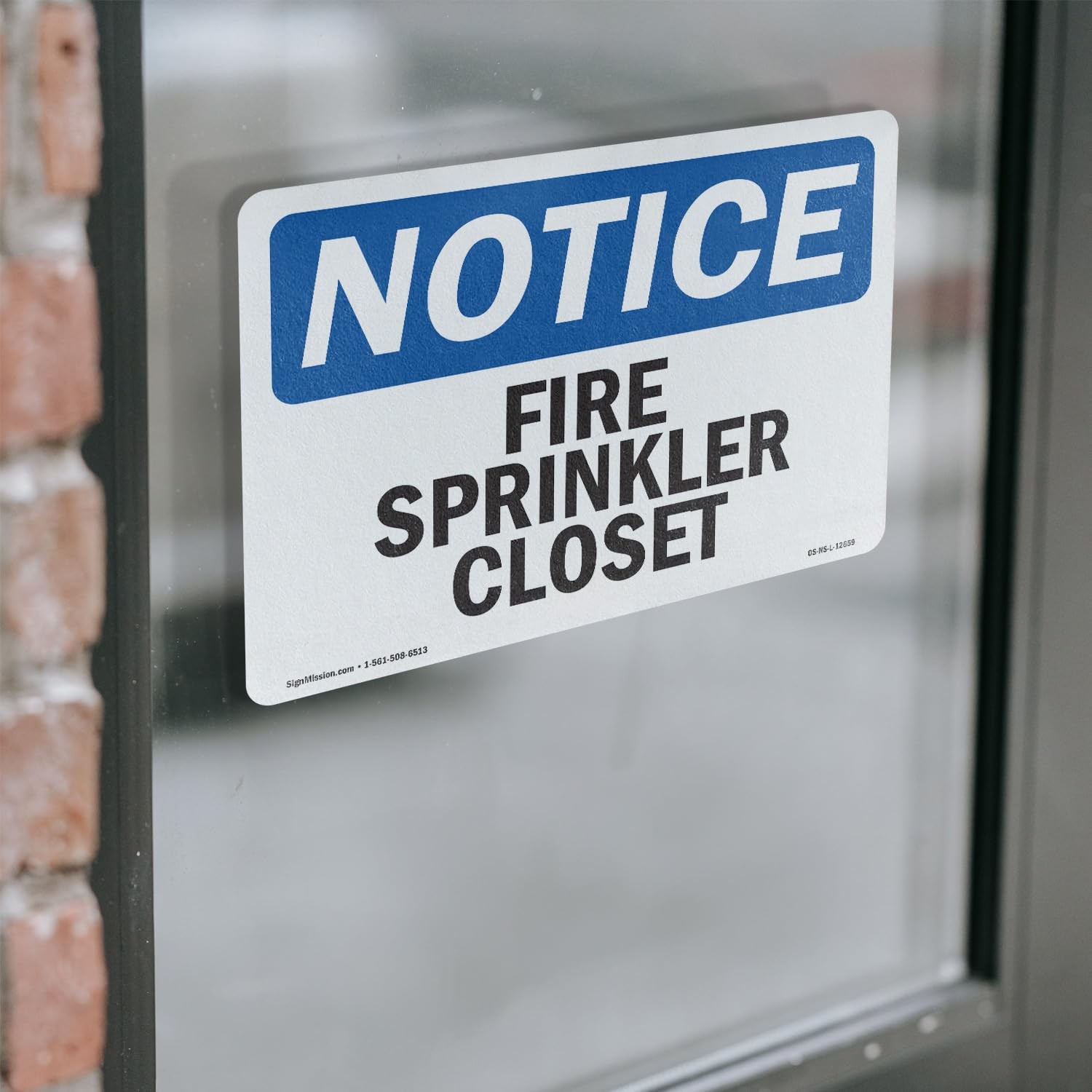 Fire Sprinkler Closet OSHA Notice Vinyl Decal Label 18 Inch x 12 Inch – 10 Pack