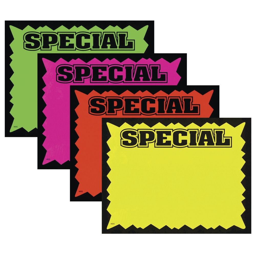 Ready Flow HI-Impact Fluorescent Sign Cards « Special » – 7&Prime;L x 5 1/2&Prime;H