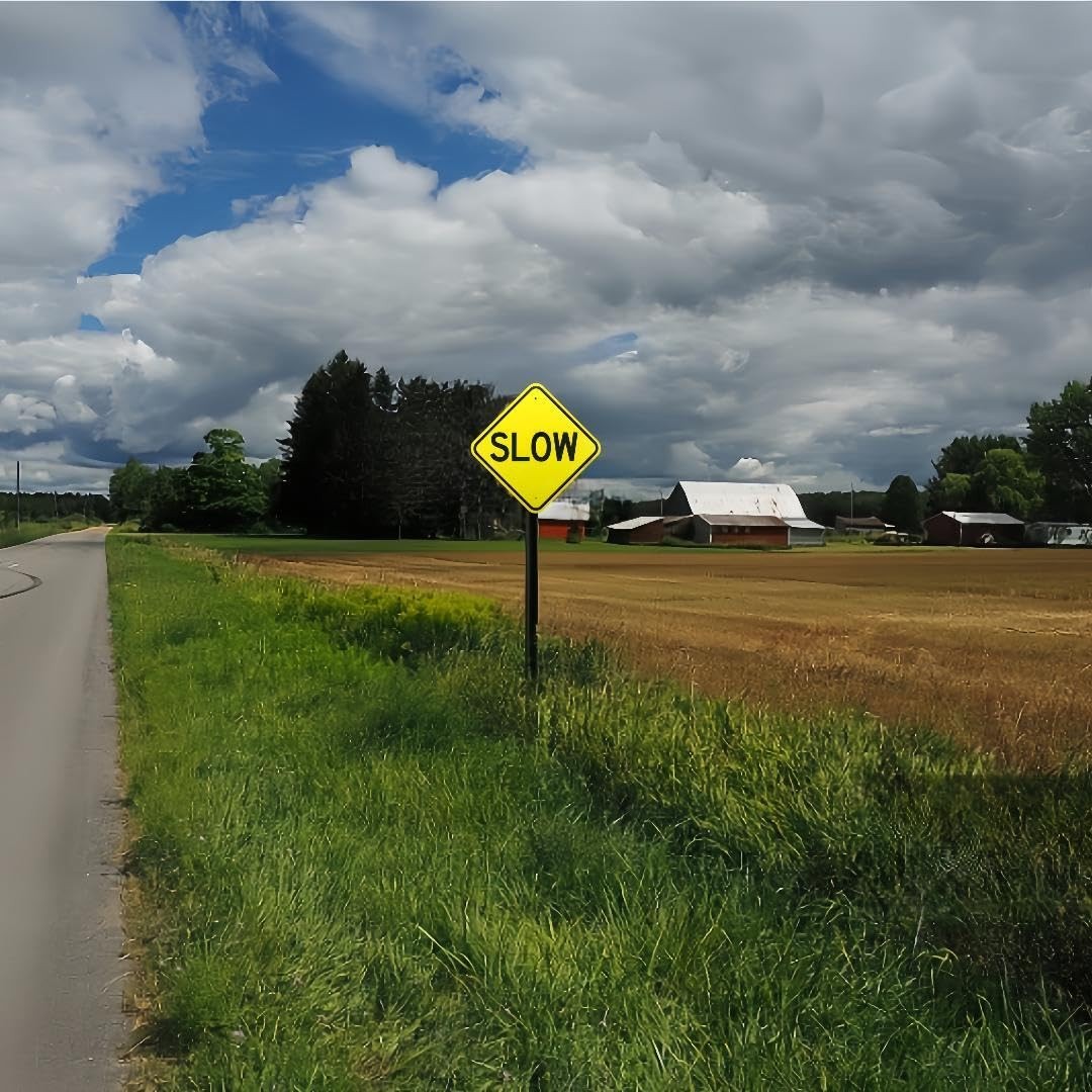 Slow Sign 12×12 Inch .040 Aluminum Reflective Rust Free UV Protected Safety