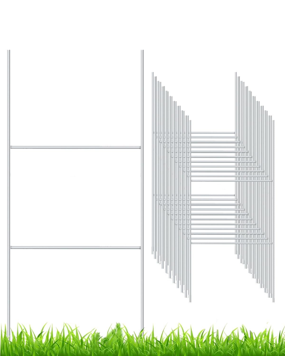 20 Pack Metal Yard Sign Stakes 18&Prime; H Frame Wire Holders for Corrugated Plastic S