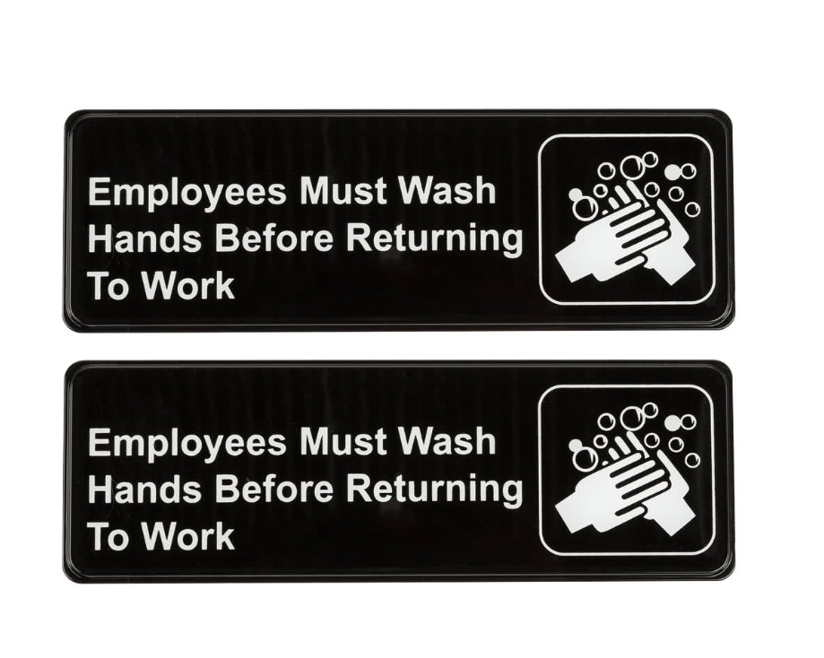 Pack of 2 Employees Must Wash Hands Before Returning to Work Sign 9&Prime;x 3&Prime;