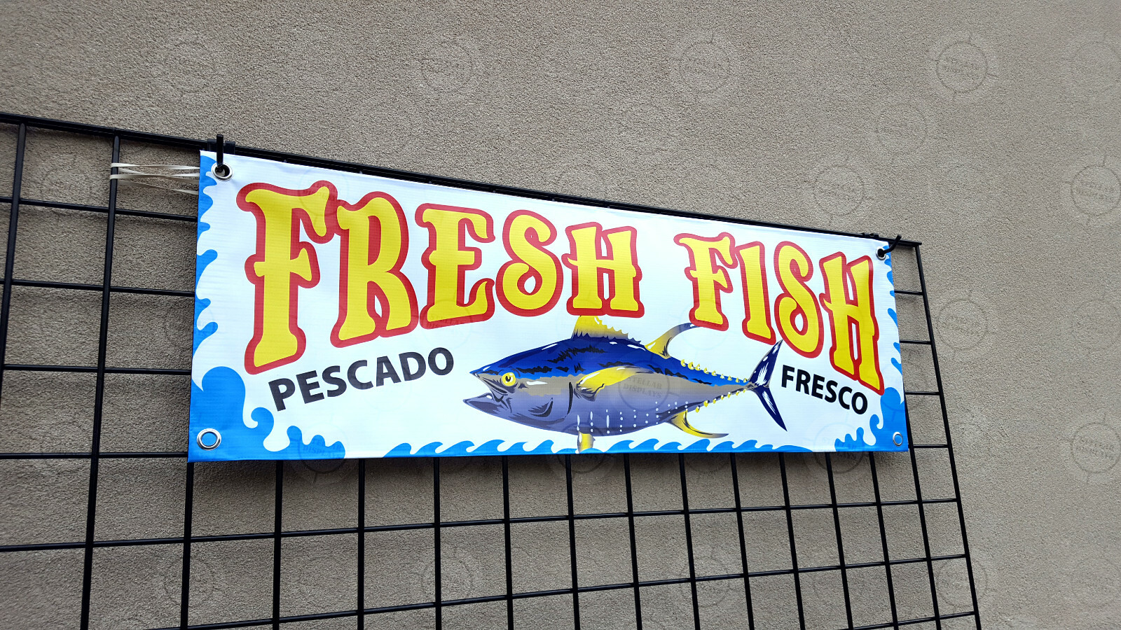 FRESH FISH Banner Food Restaurant Open Sign Shop Store Display Colorful Vinyl