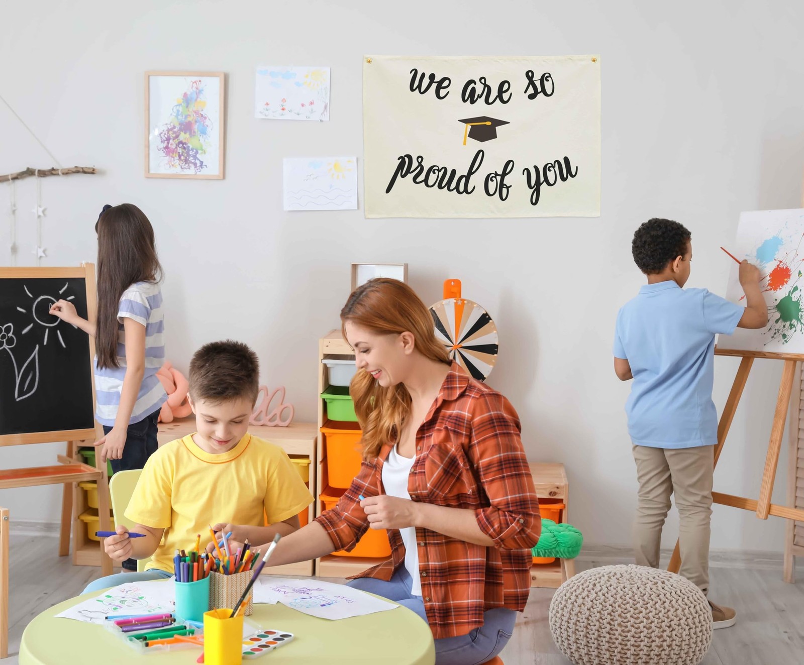 We are So Proud of You Graduation Banner, Beige Cotton Canvas Wall Hanging Re…