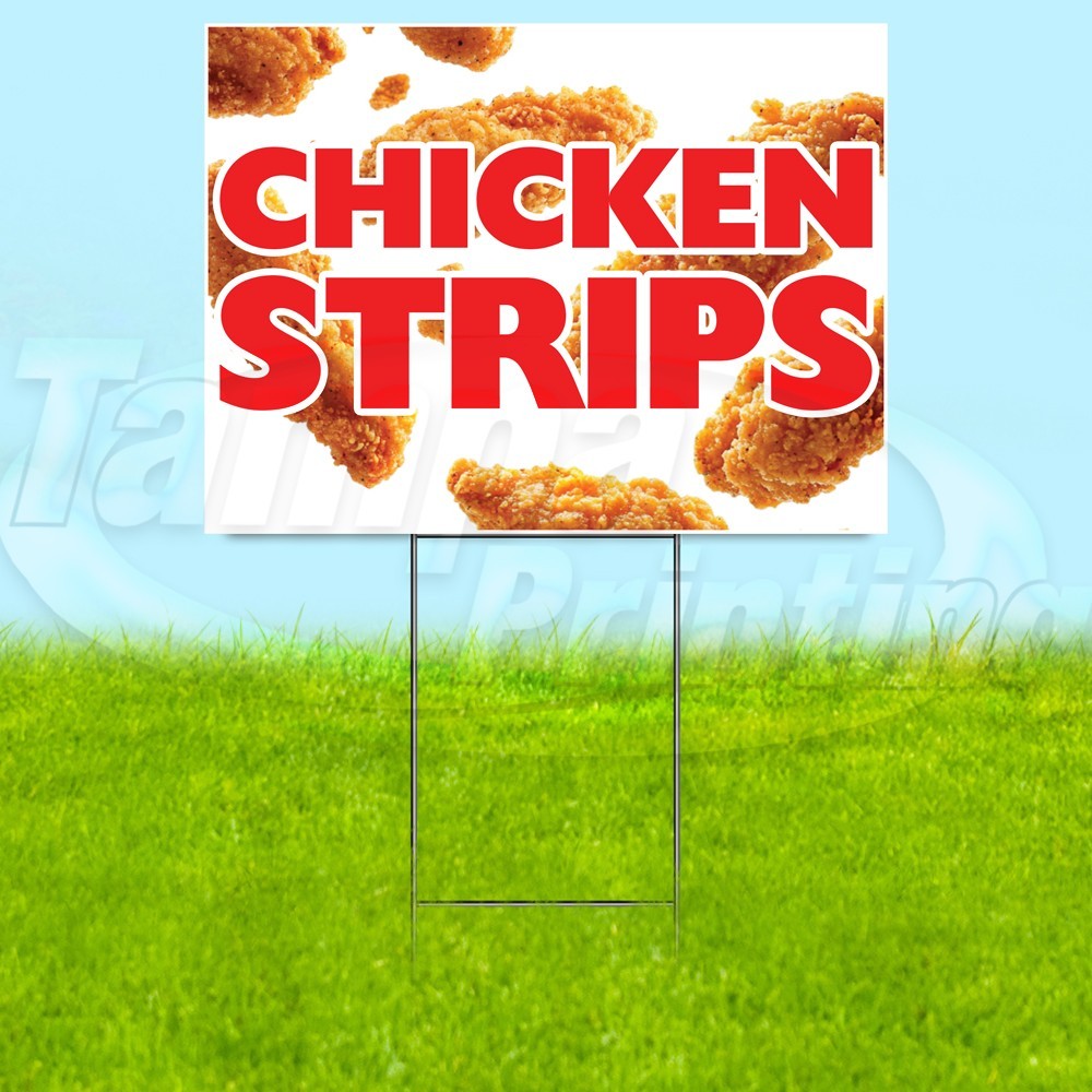 CHICKEN STRIPS 18×24 Yard Sign Food Plastic Corrugated WITH STAKE USA YS08034