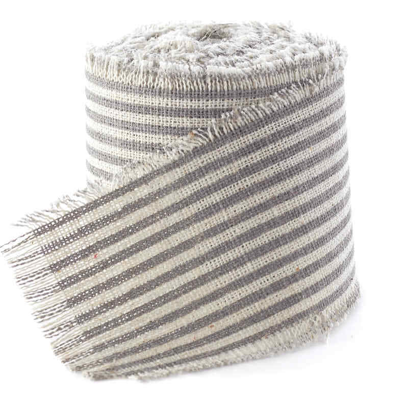 Harvest Import Inc. 10 Yards of 2 Inch Wide Charcoal and Off-White Striped