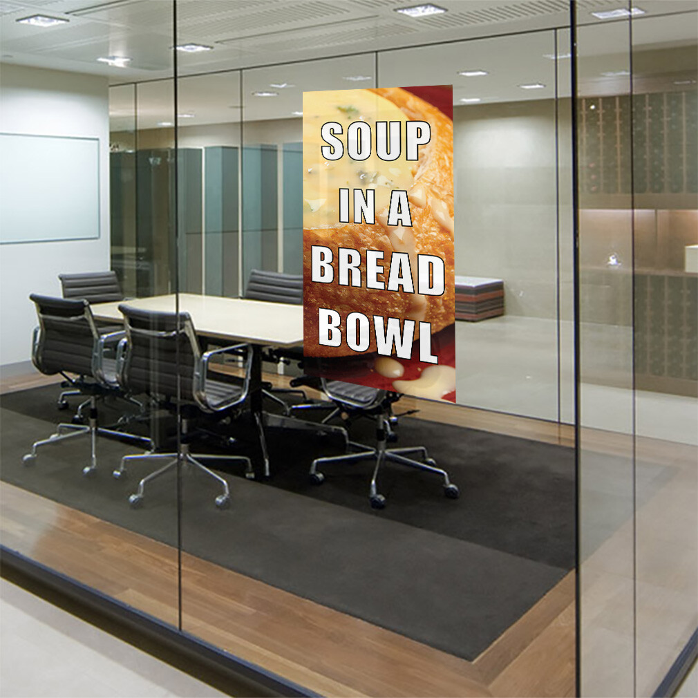 Door Decals Vertical Vinyl Stickers Multiple Sizes Soup in A Bread Bowl Vinyl