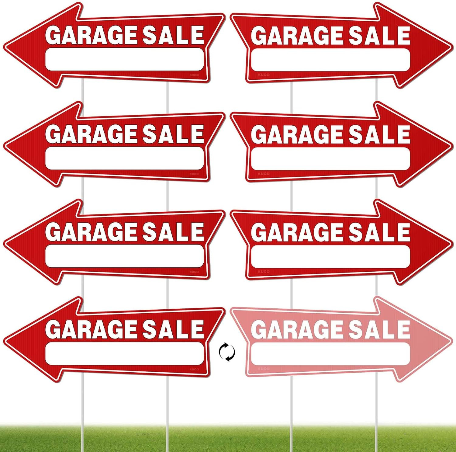 7 Pack Garage Sale Signs with Stakes – 16&Prime;X6&Prime; Double-Sided Directional Yard Sale