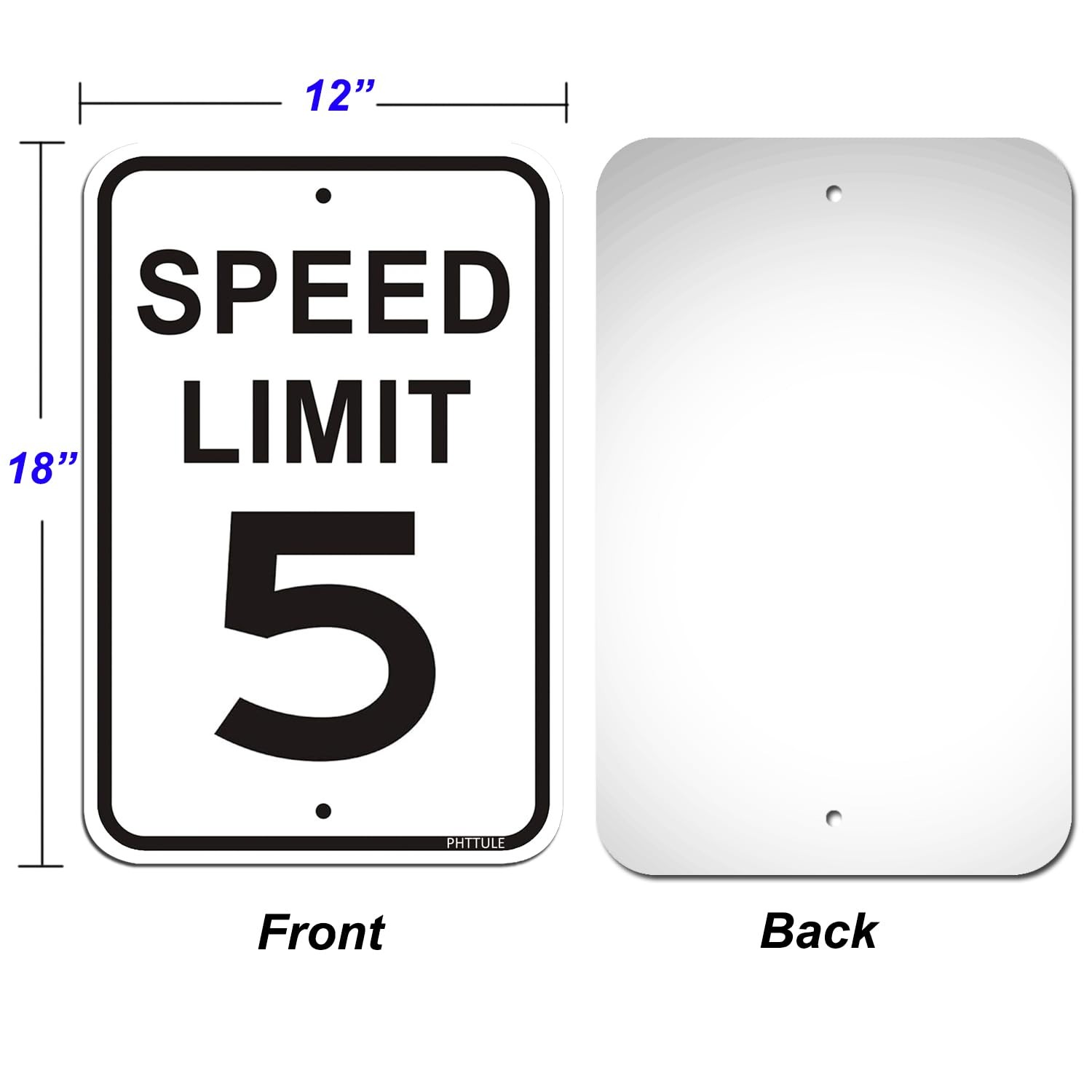 2-Pack 12x18in &lsquo;Speed Limit 5 MPH&rsquo; Reflective 40Mil Aluminum Sign UV Coated