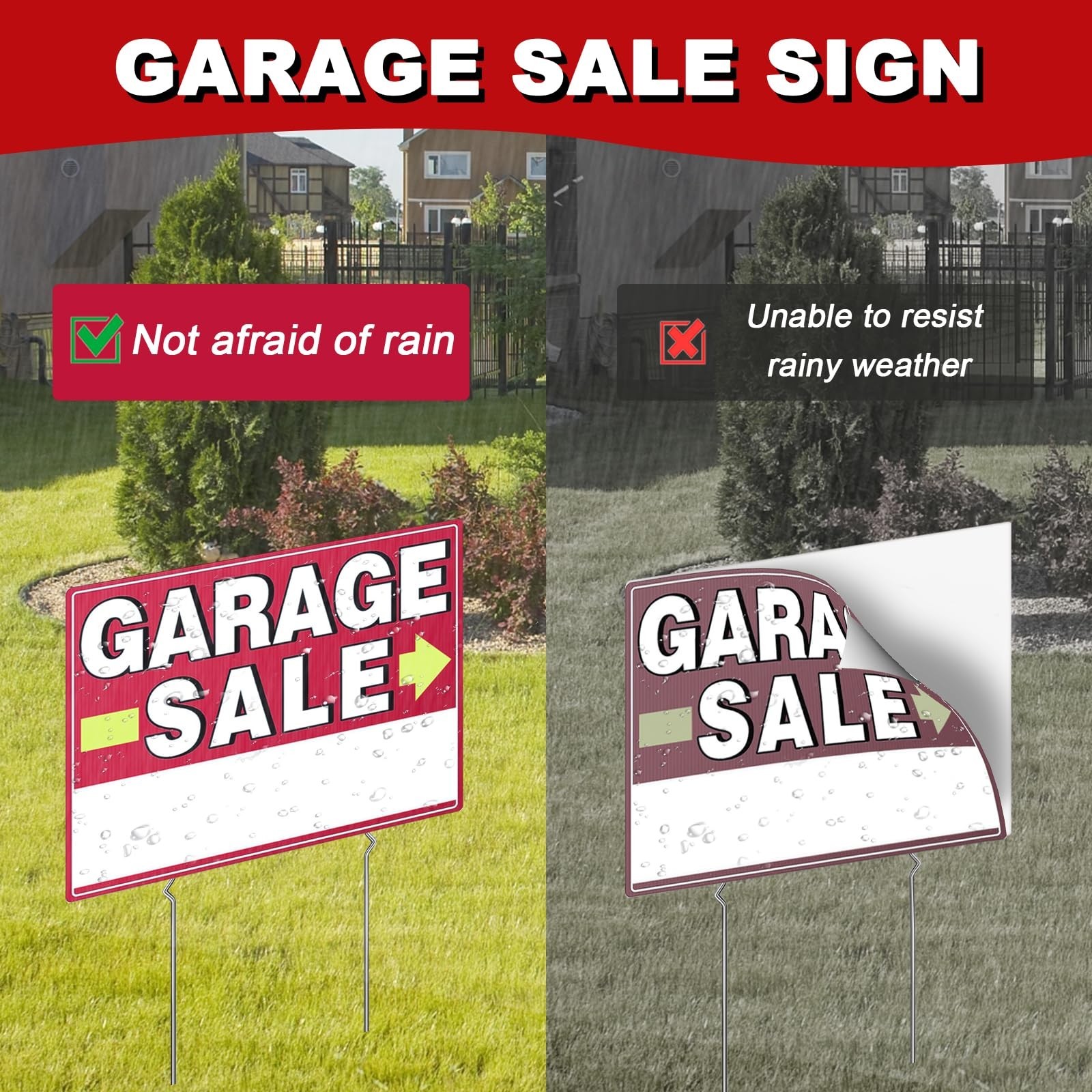 Garage Sale Signs, 17&Prime; x 13&Prime;, 6 Pcs Double Side Garage Sale Sign with Stakes …