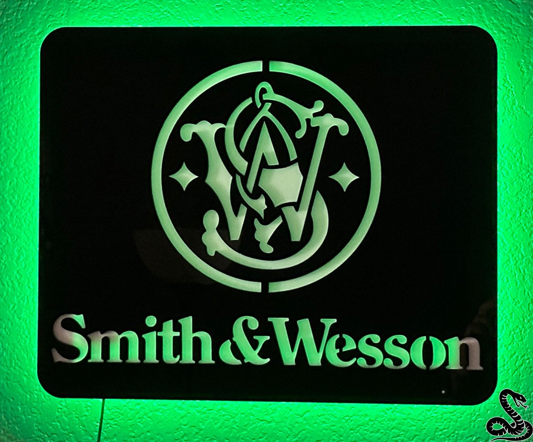 Smith & Wesson LARGE LED Acrylic Wall Sign – Home, Shop, Garage, Range, Store