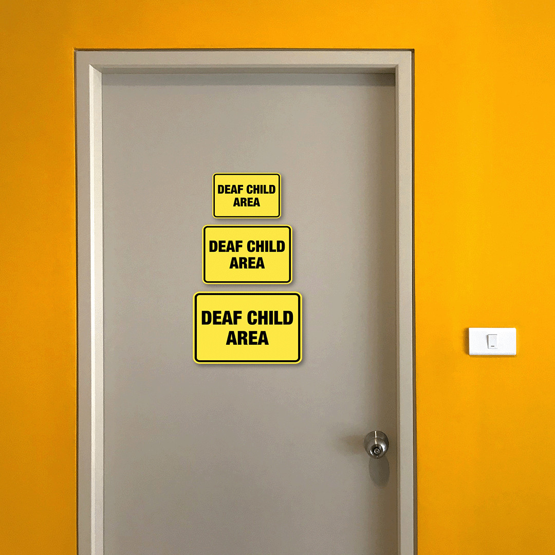 Classic Framed Plus Deaf Child Area Wall or Door Sign | Children Safety Sign
