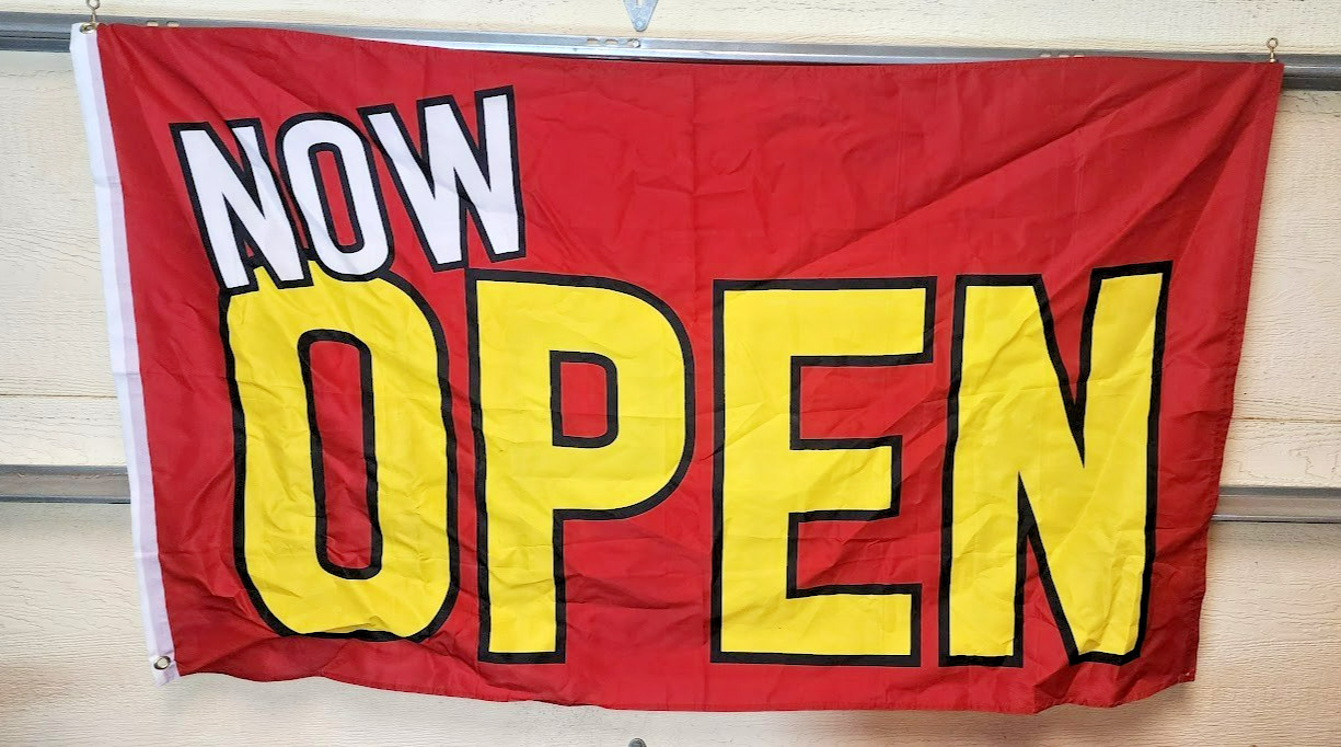 Now Open Flag 3x5ft We&rsquo;re Open Open Sign Welcome Open Now Red Yellow Flag Banner