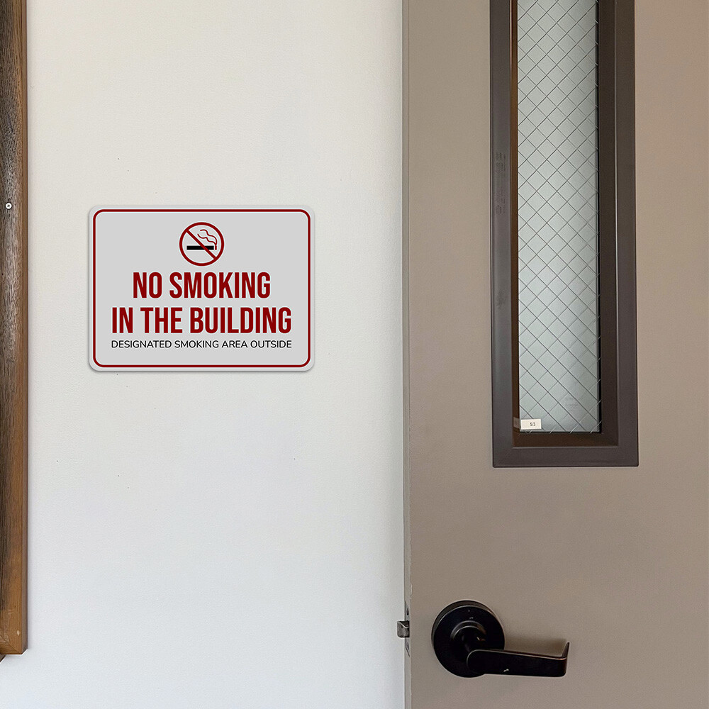 Classic Framed Plus No Smoking in the Building Smoking Area Outside Sign