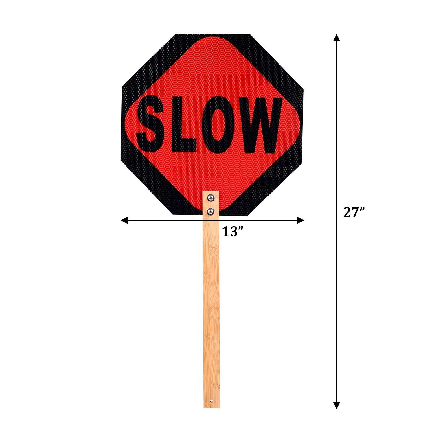 Handheld Stop Slow Sign 13 Inch Double Sided Street Slow Reflective Sign With Ba