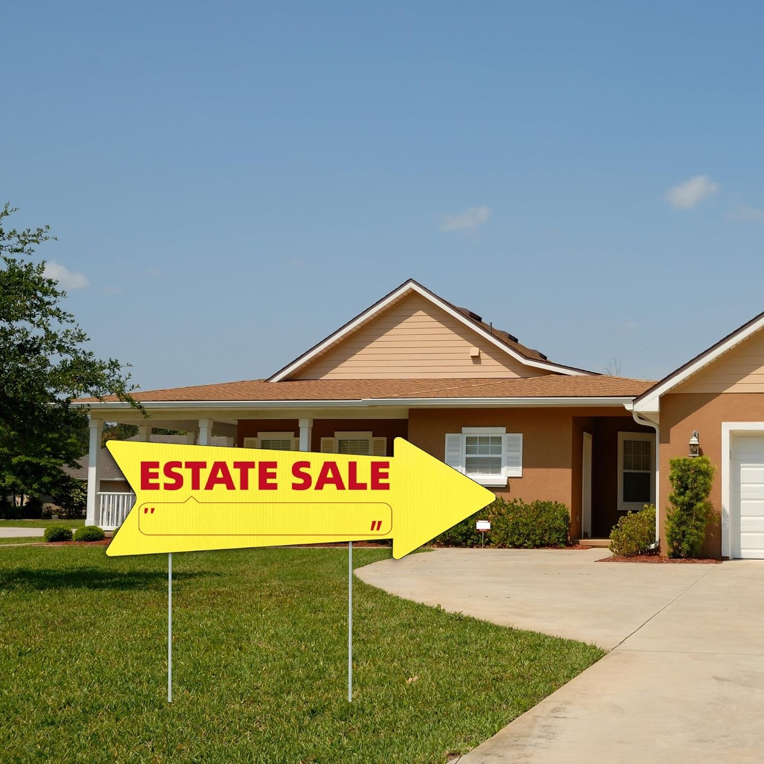 Estate Sale Yellow Arrow Yard Signs with Stakes-16 x 5 in Double Sided,For 10