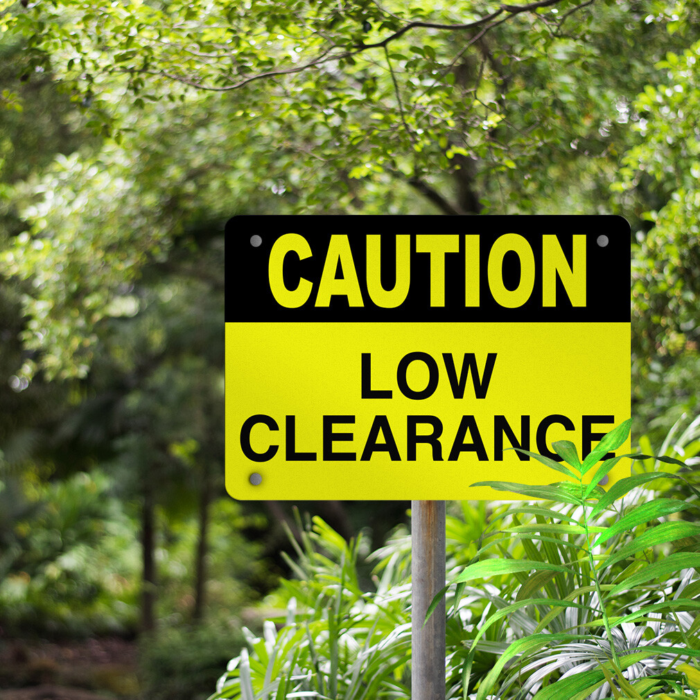 Horizontal Metal Sign Caution Low Clearance Hazard Yellow Warehouse Safety