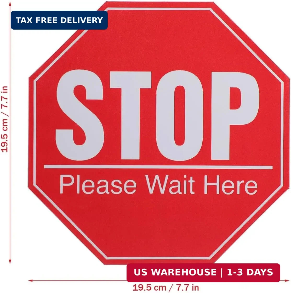 Toddmomy 5 Pack 8&Prime; Stop Sign Floor Stickers, Social Distancing Please Wait Here