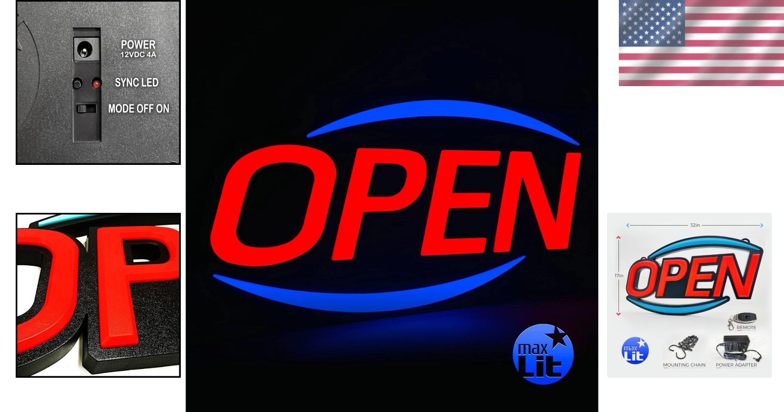 Energy-Saving 32 » x 17 » LED Open Sign – Remote Control and Long-Lasting Design